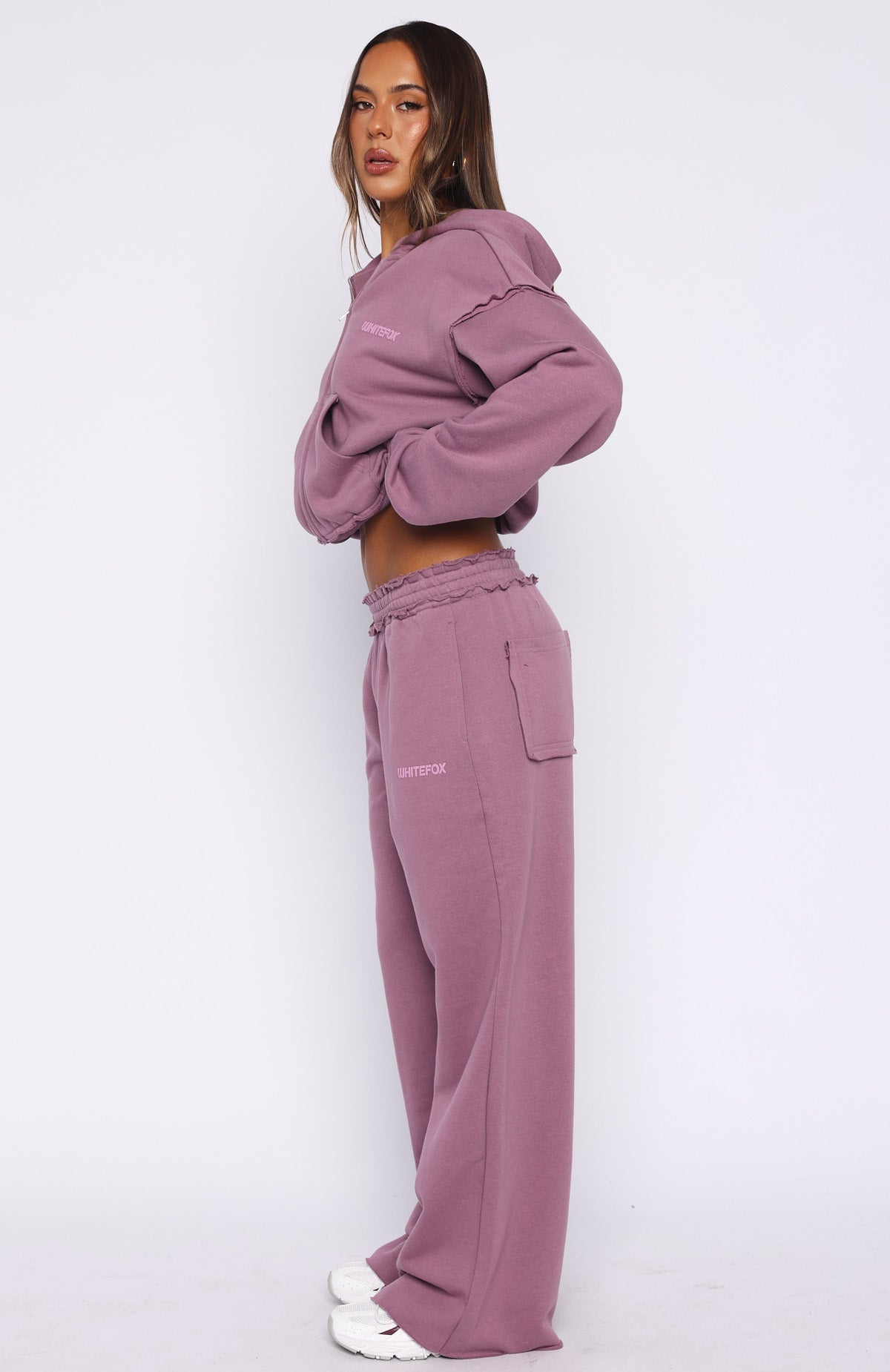 White Fox On My Own Terms Wide Leg Sweatpants Dusty Plum