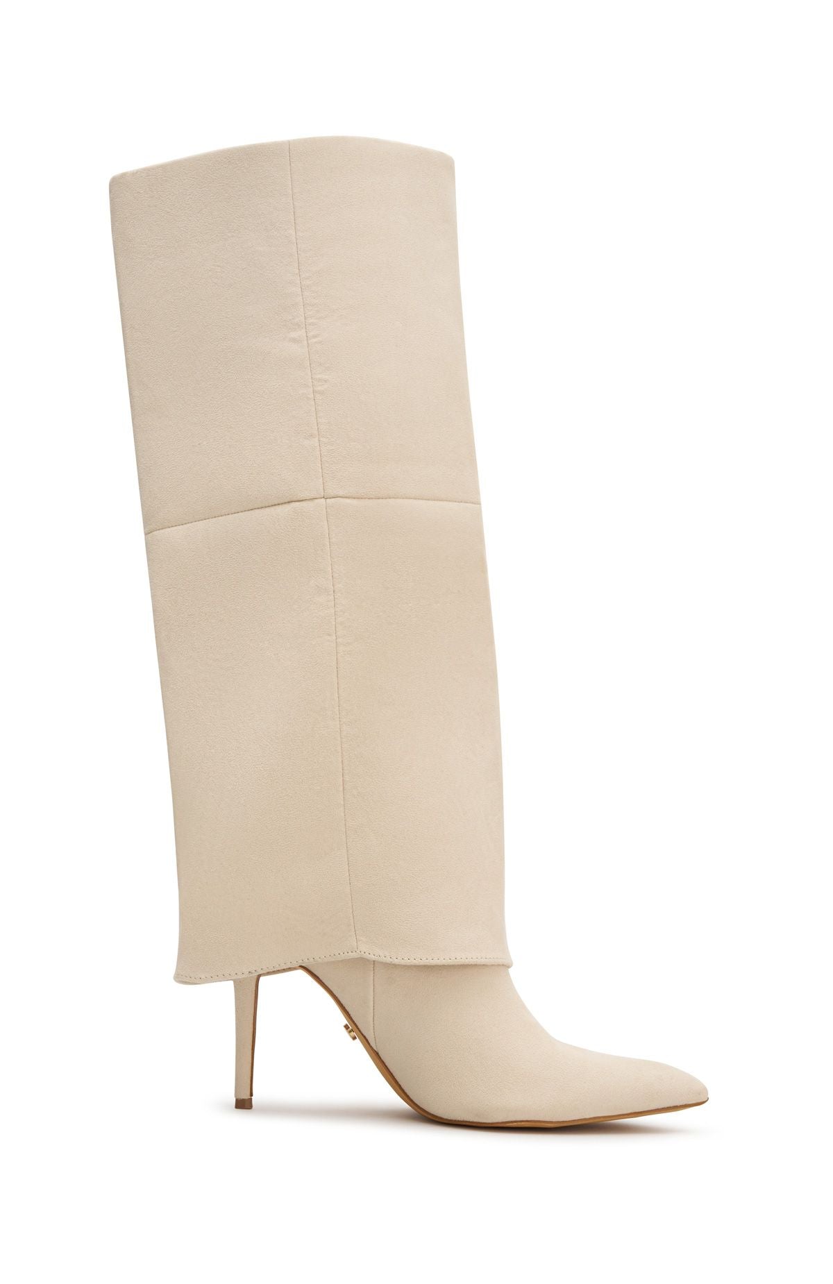White Fox Milos Knee High Boots Nude Faux Suede
