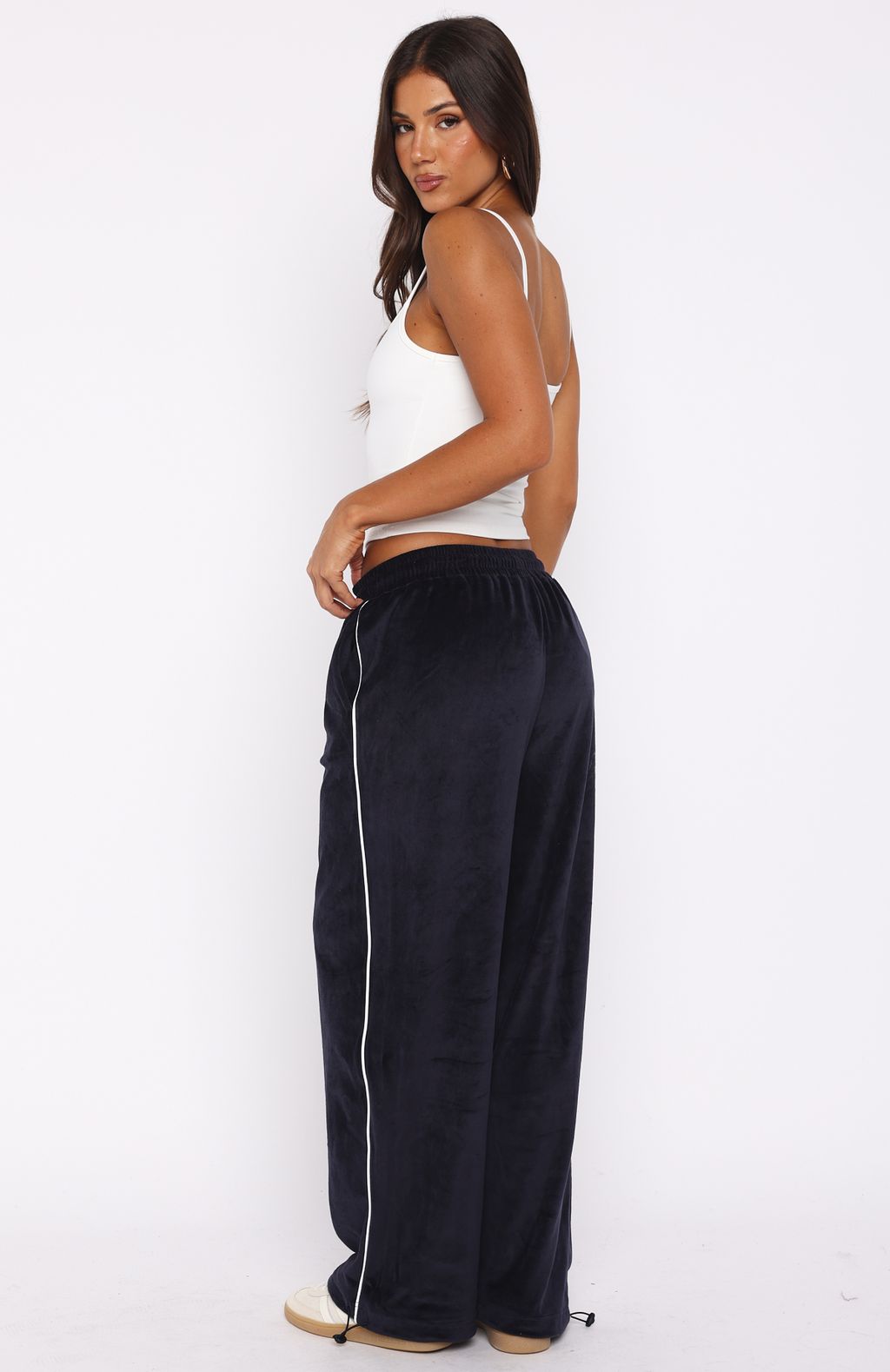 White Fox Soul Fire Velour Pants Navy