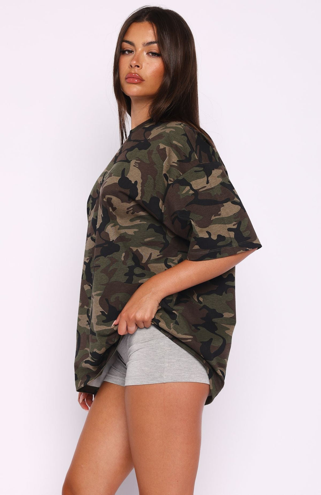 White Fox In Plain Sight Oversized Tee Green Camo