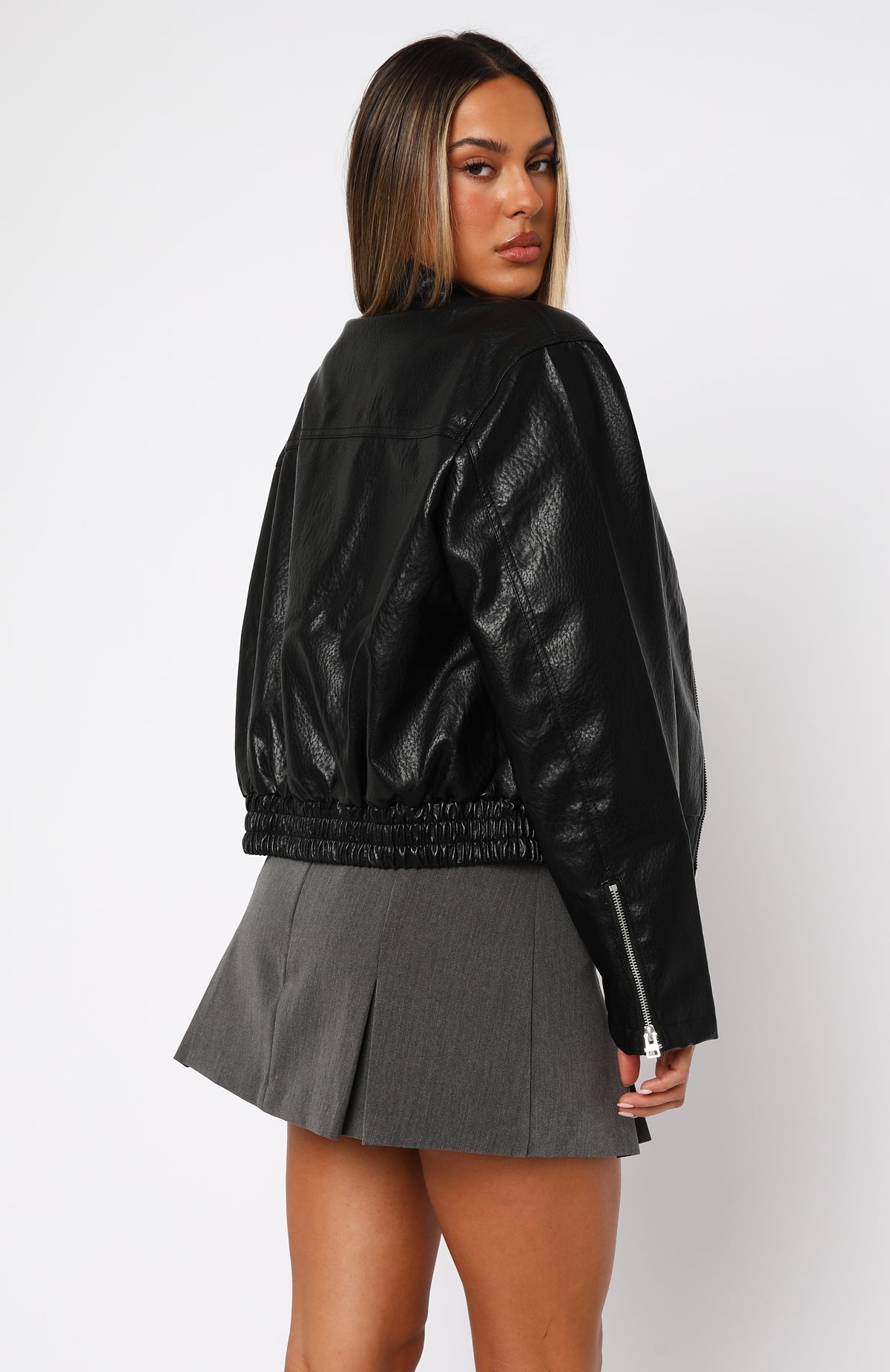 White Fox Tell Me Nothing PU Jacket Black
