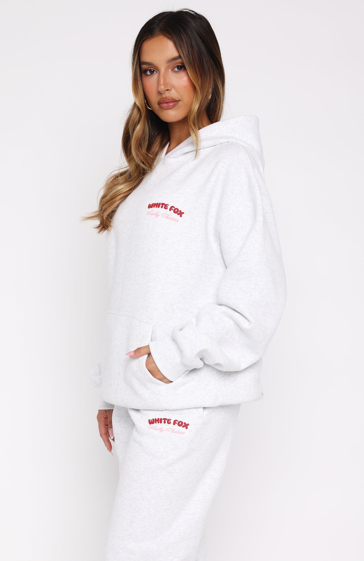 White Fox Lucky Thirteen Cheyenne Oversized Hoodie Grey Marle