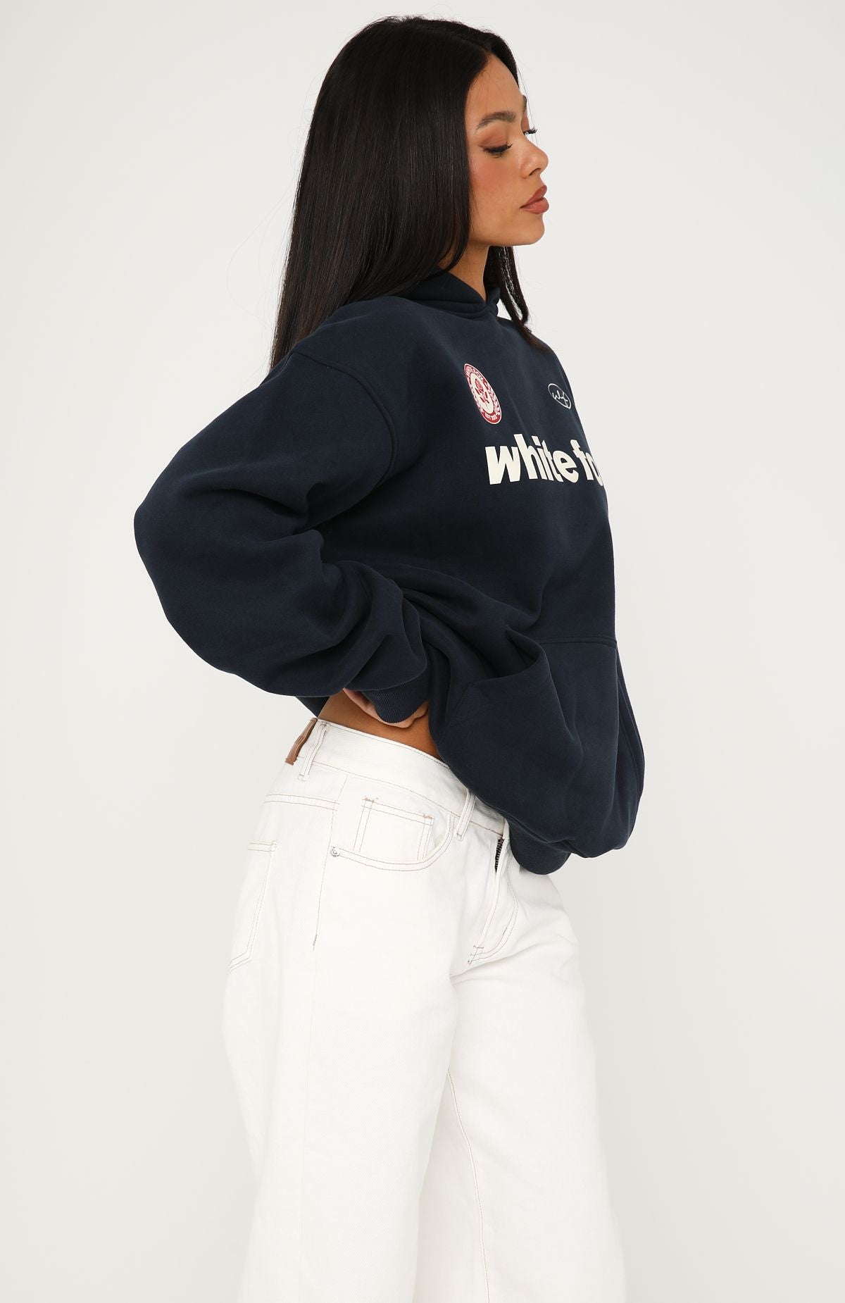 White Fox No Matter What Happens Oversized Hoodie Navy