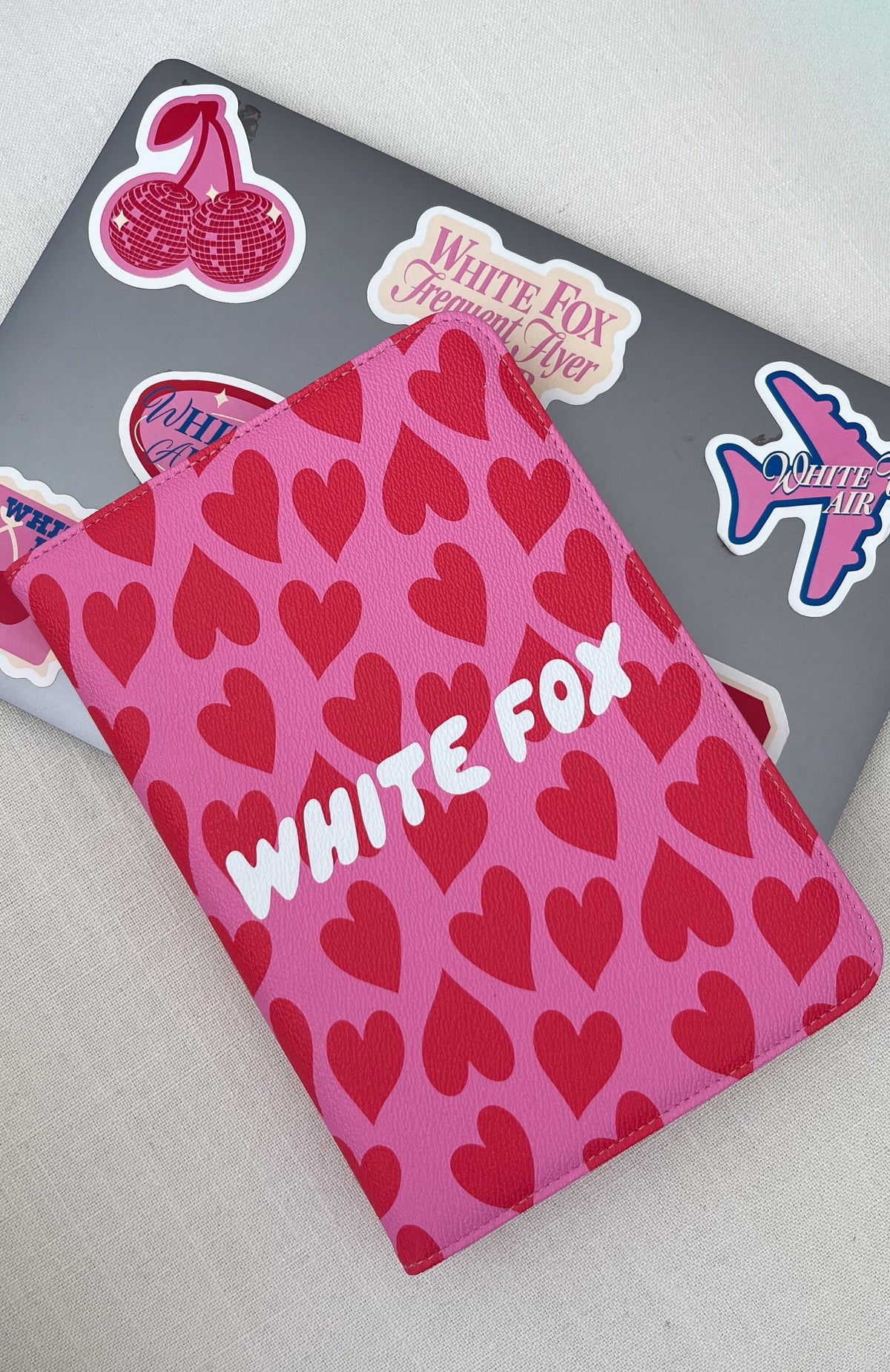 White Fox Speckles A5 Notebook Pink Hearts