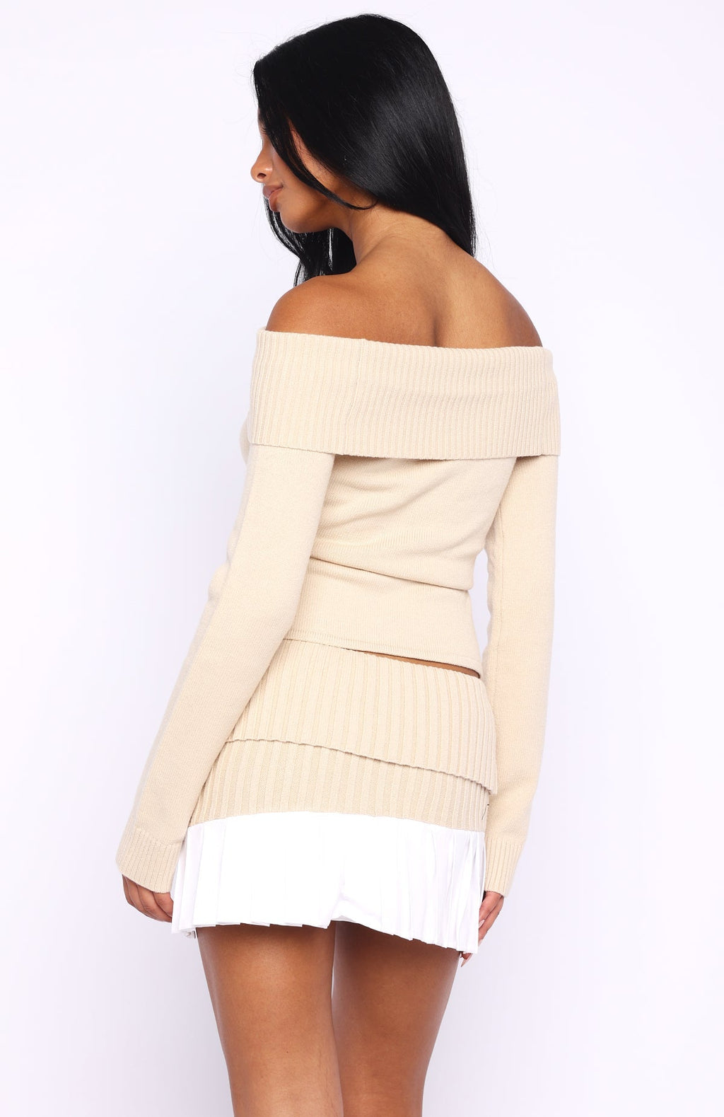 White Fox You Did It Again Mini Skirt Beige