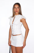 White Fox Choose Wisely Top White/Black Polka Dot