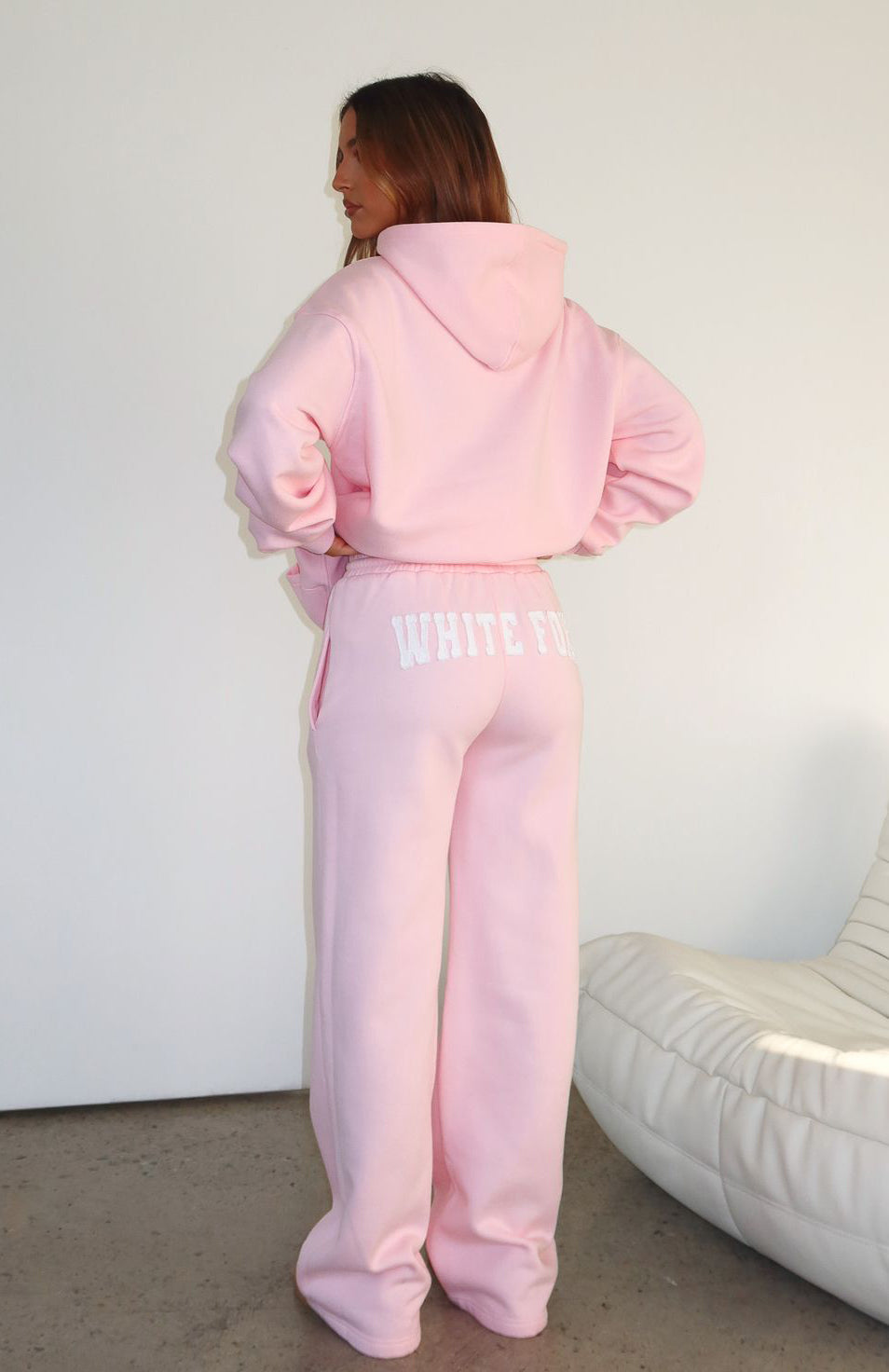White Fox Shout It Out Wide Leg Sweatpants Pink