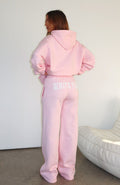 White Fox Shout It Out Wide Leg Sweatpants Pink