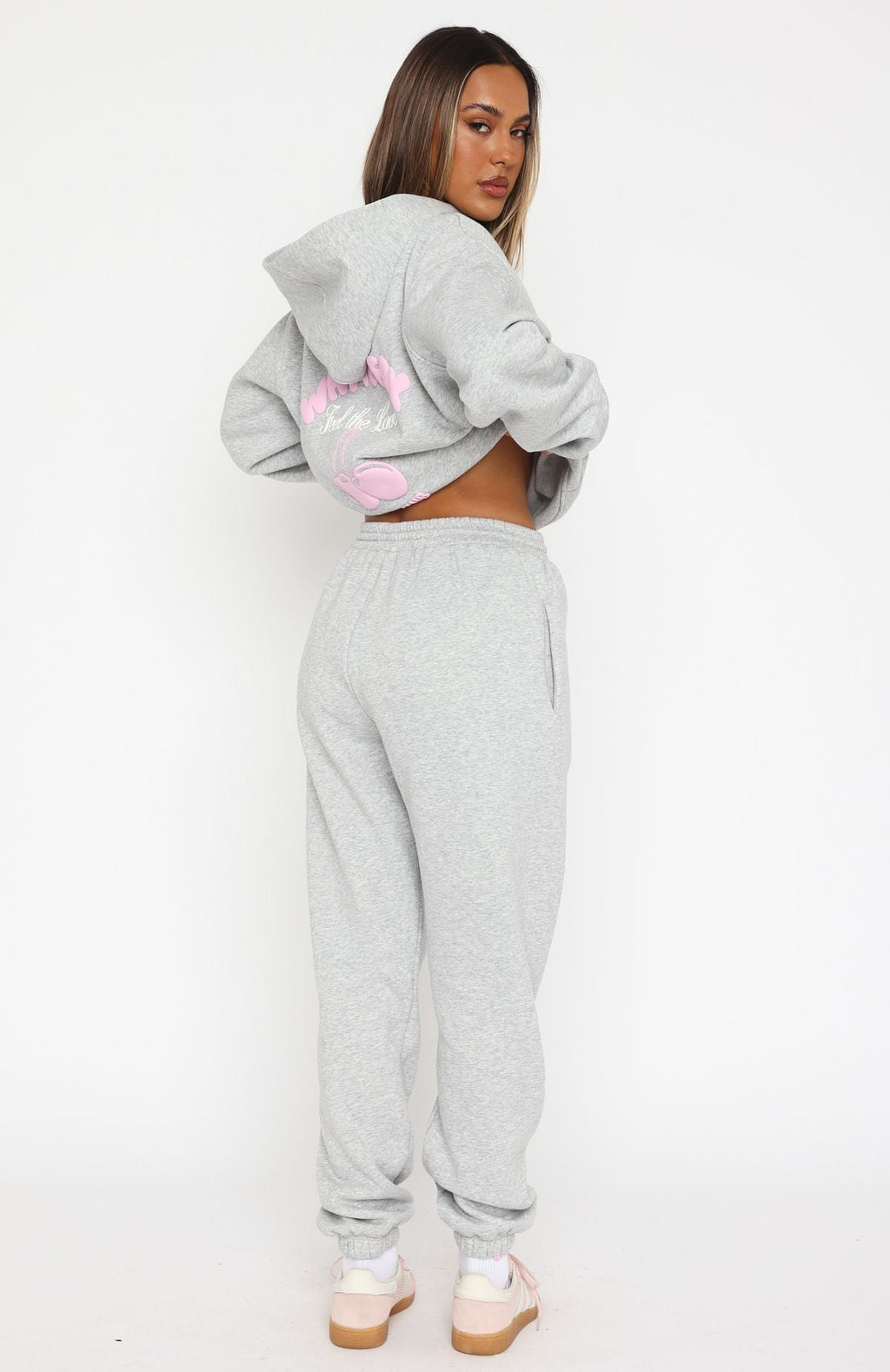 White Fox Love Me Tender Sweatpants Dark Grey Marle
