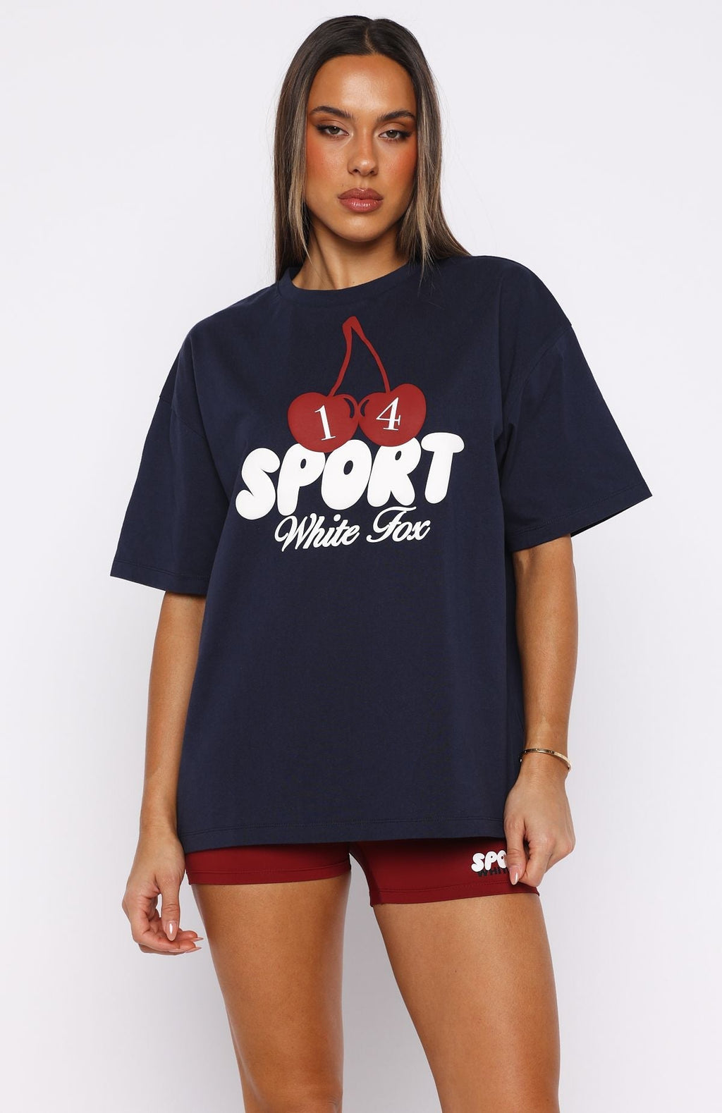 White Fox Club 14 Peyton Oversized Tee Navy