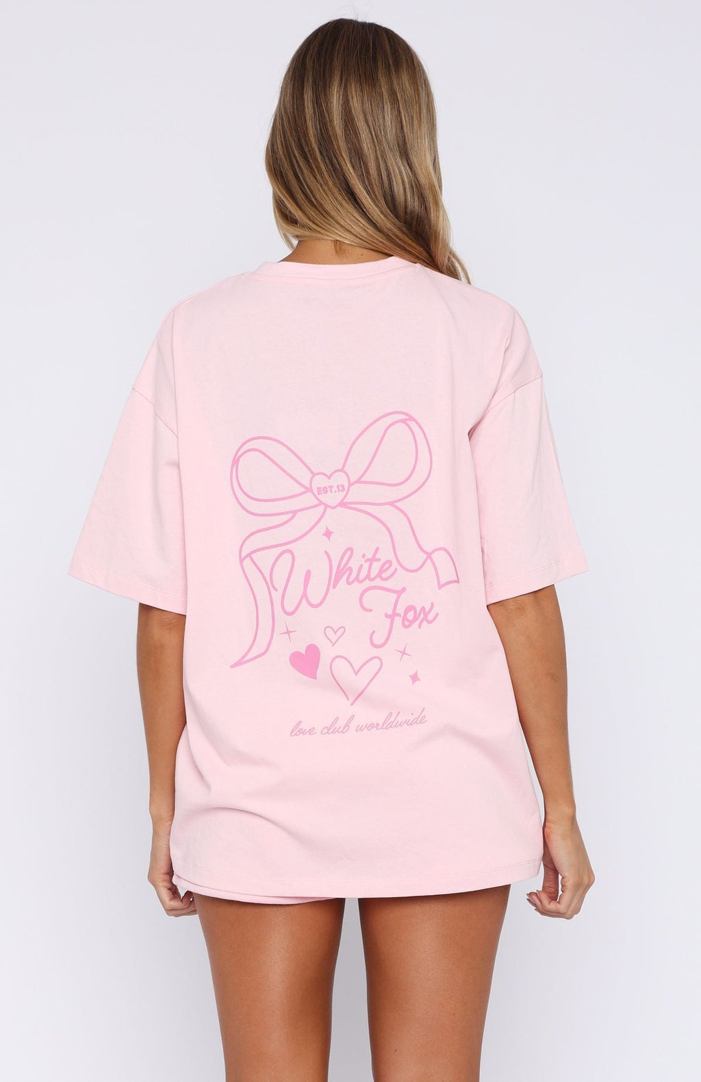 White Fox Love You Forever Oversized Tee Pink