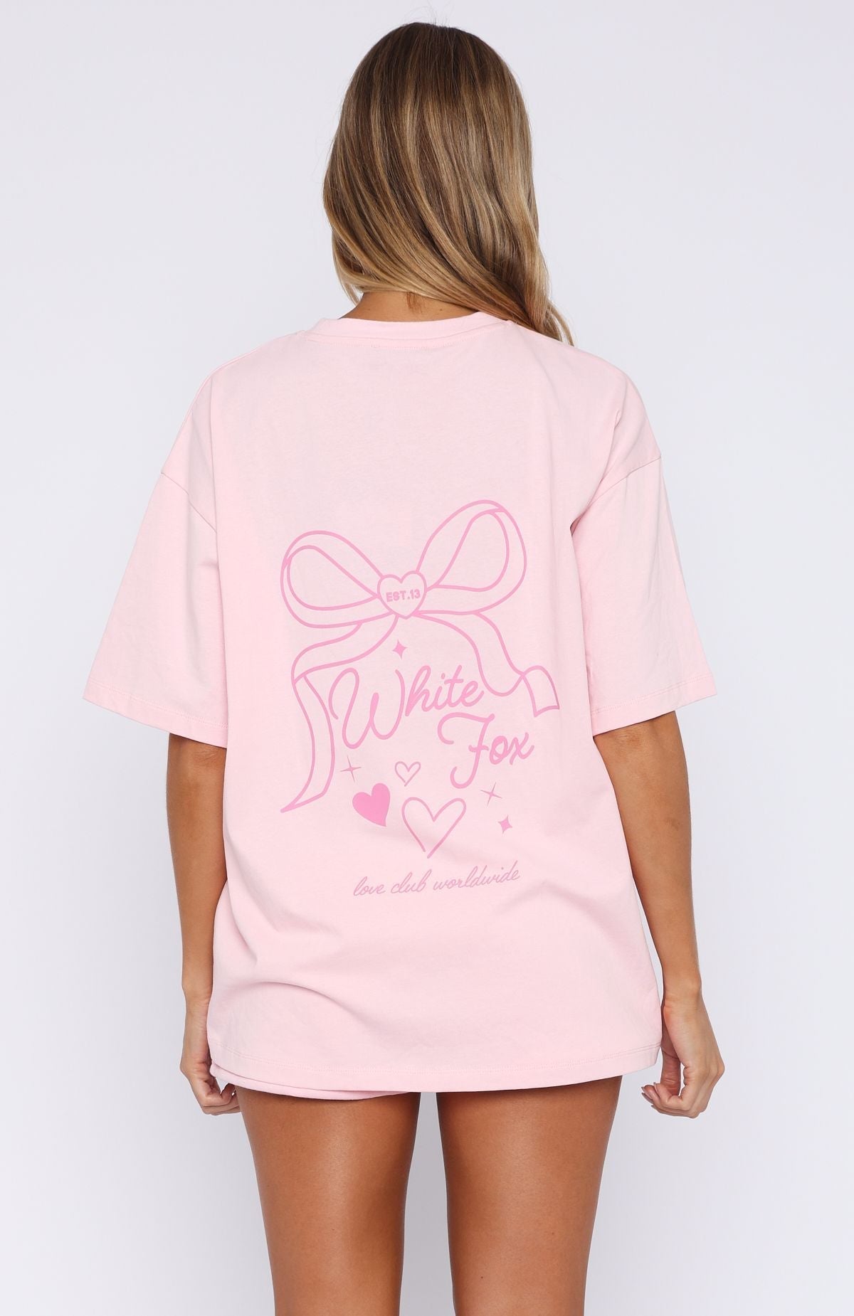 White Fox Love You Forever Oversized Tee Pink