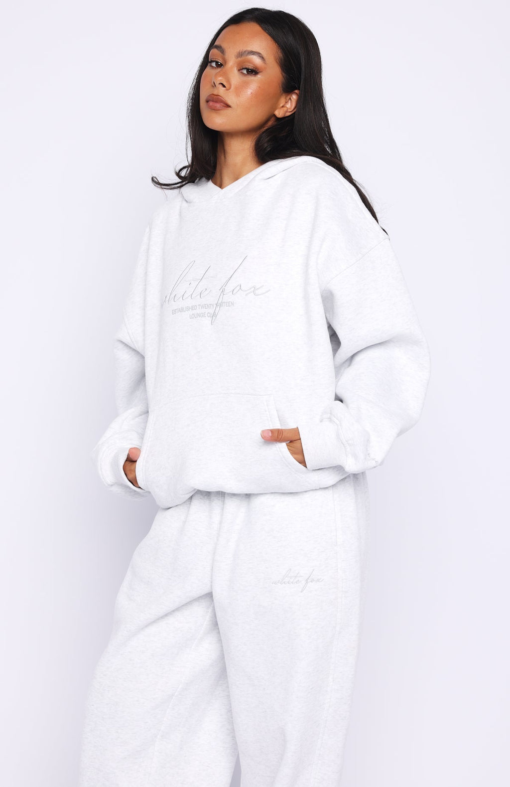 White Fox Know What You Want Oversized Hoodie Grey Marle