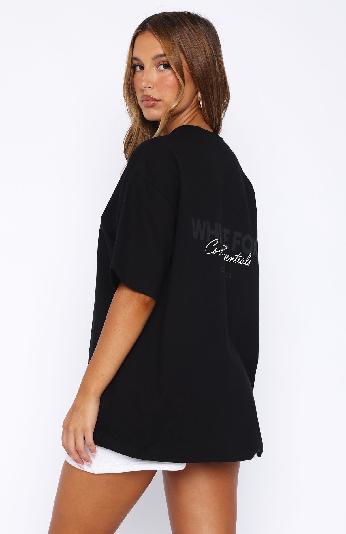 White Fox Core Essentials Oversized Tee Black