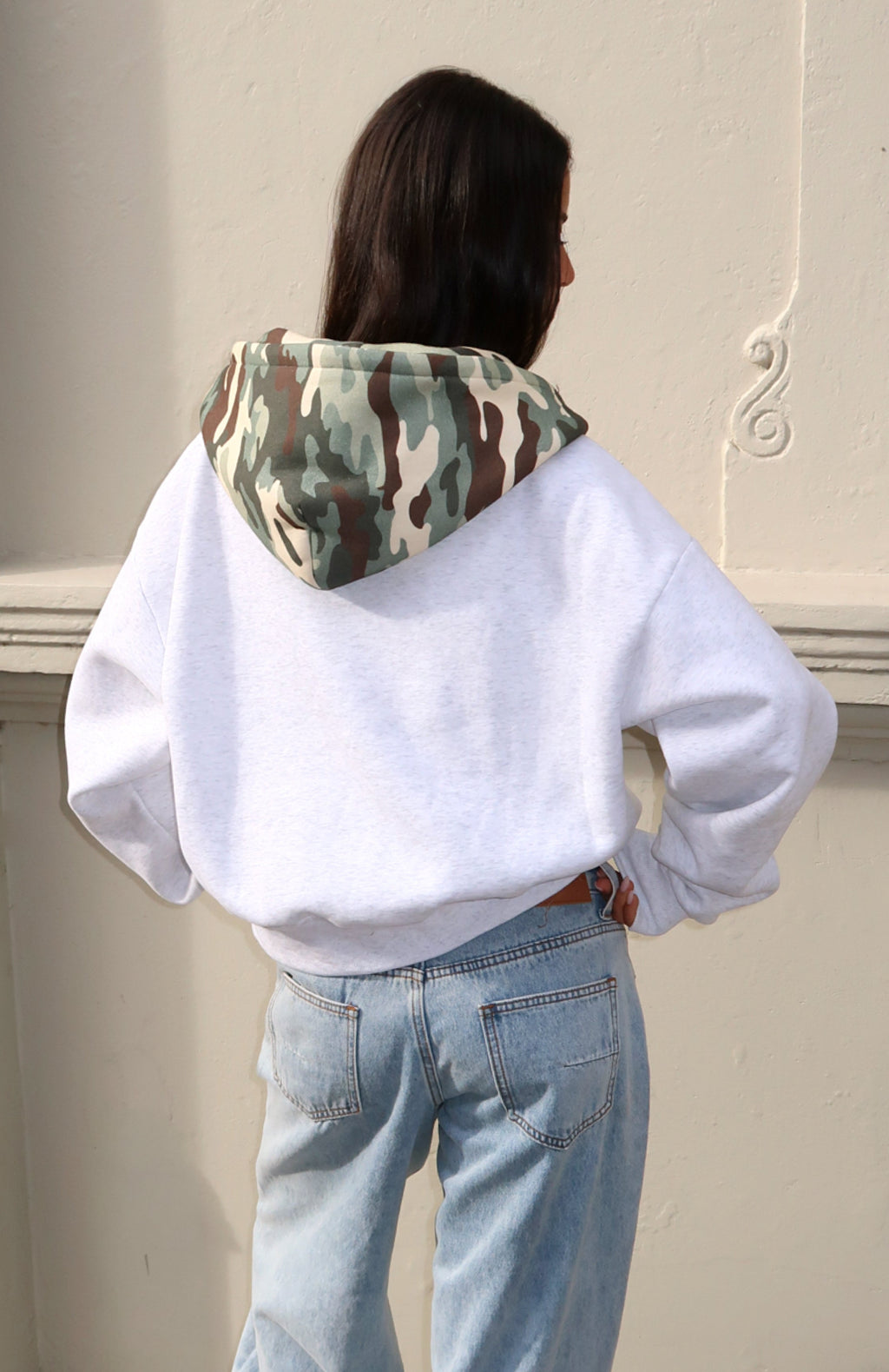 White Fox Studio 17 Winona Boxy Zip Front Hoodie Grey Marle