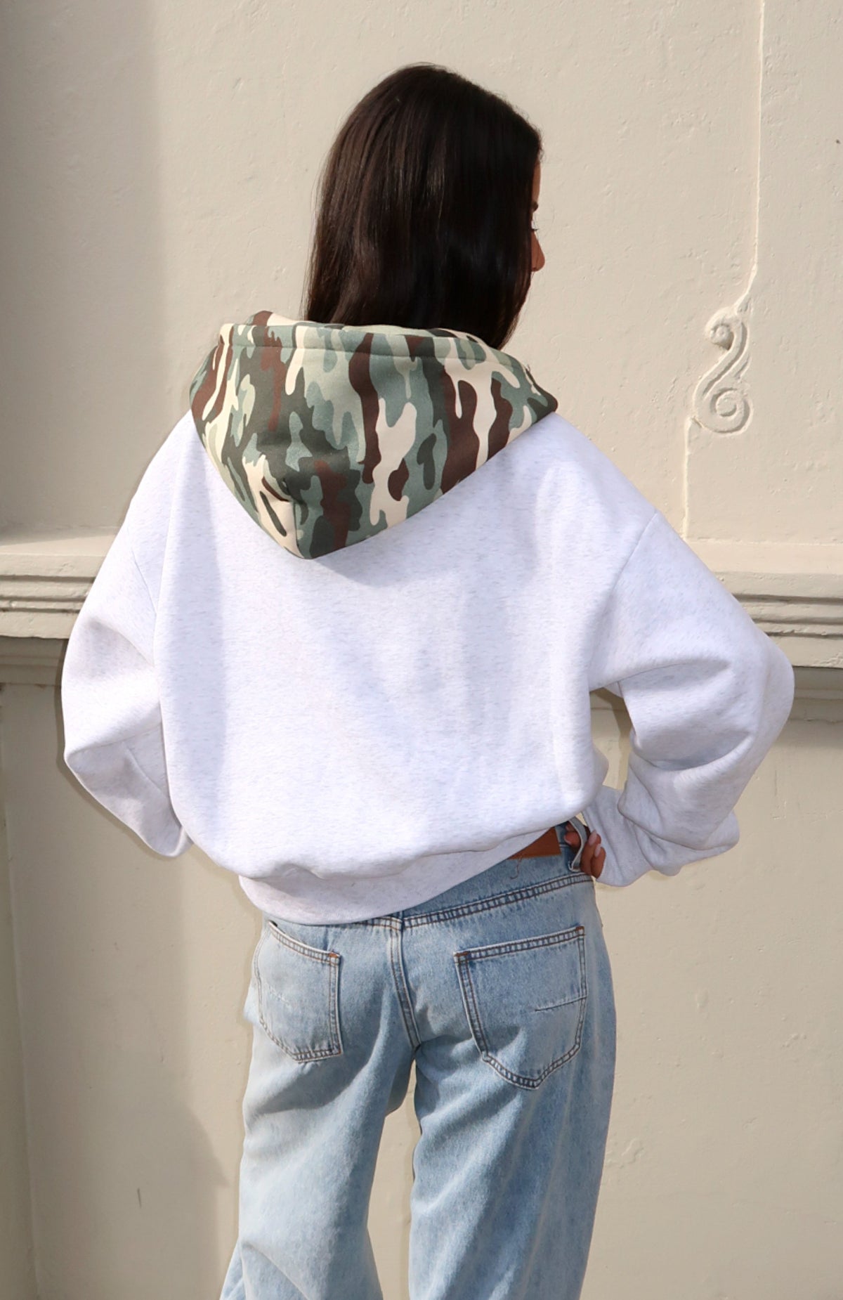 White Fox Studio 17 Winona Boxy Zip Front Hoodie Grey Marle