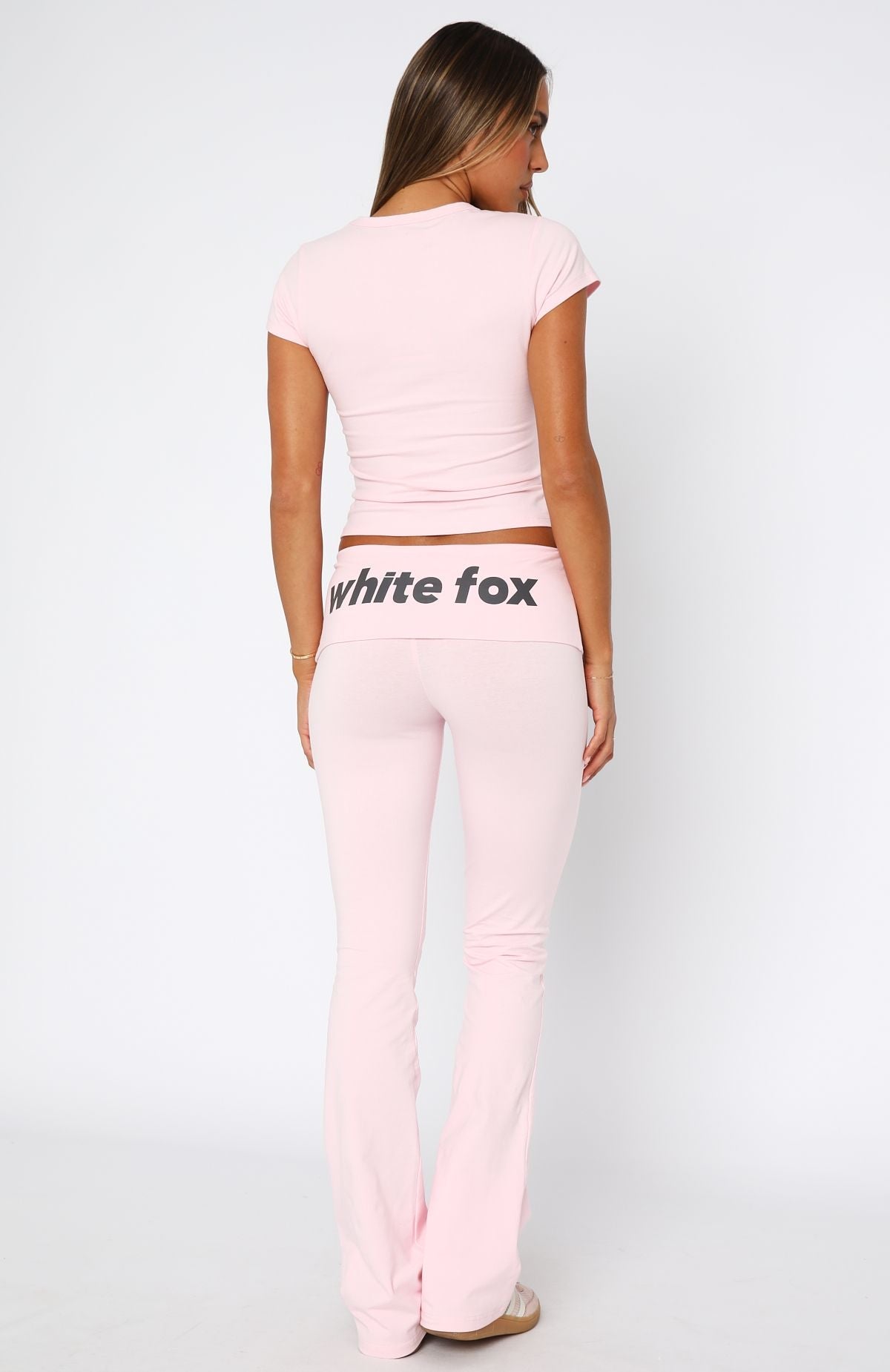 White Fox From The Archives Gigi Fold Over Flare Pants Pink