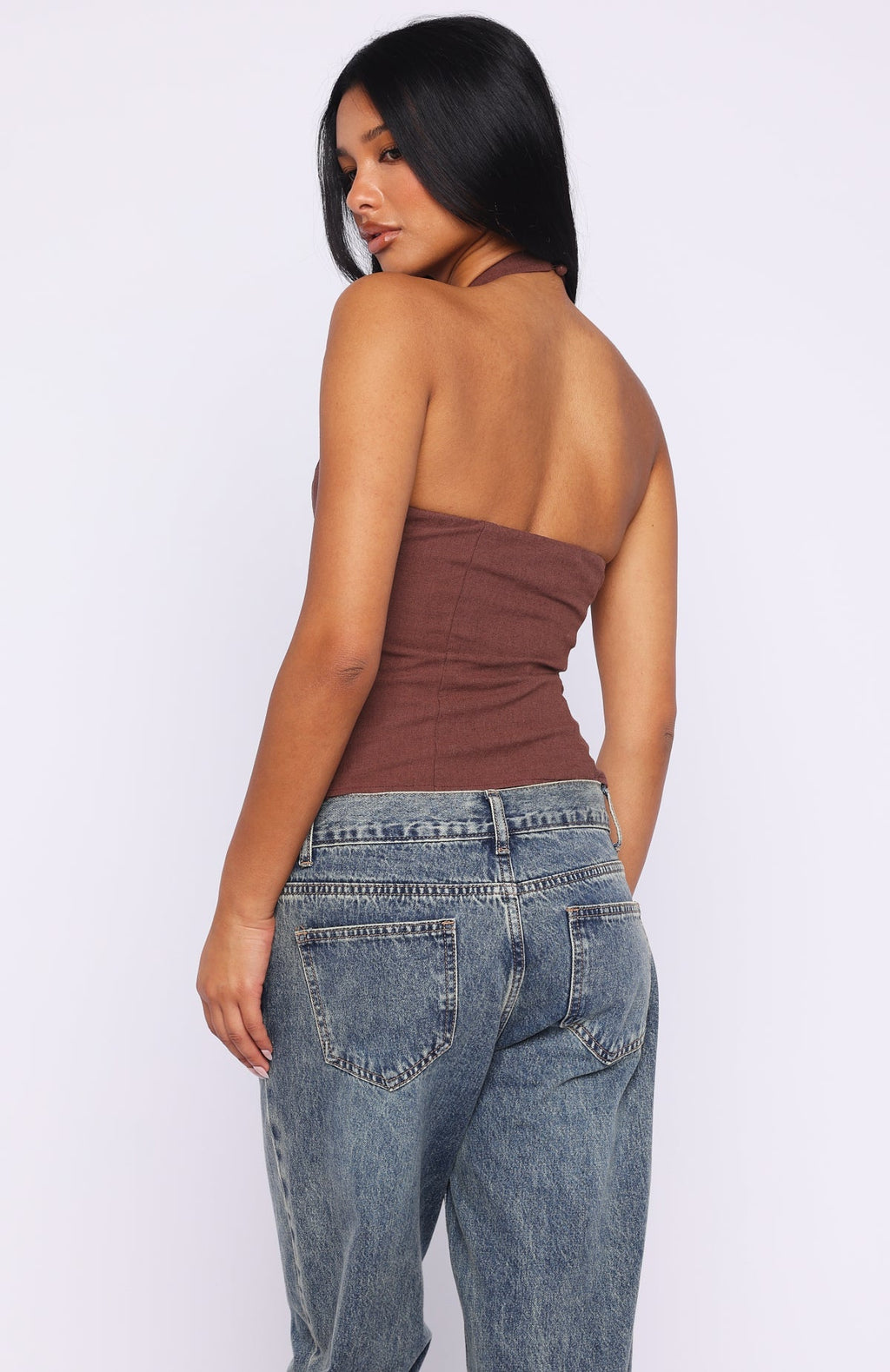 White Fox Sweet All Over Halter Top Chocolate