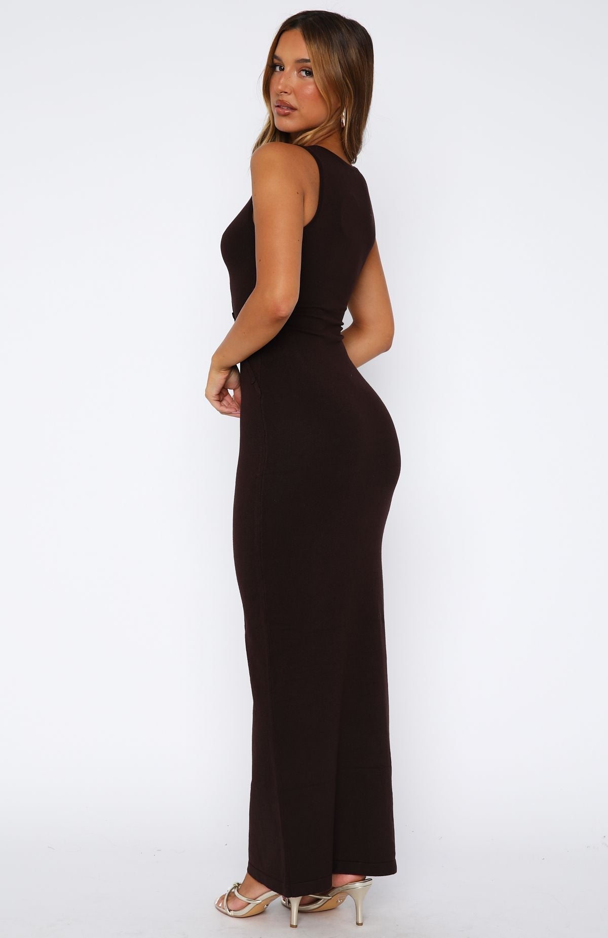 White Fox She's Back Maxi Dress Espresso