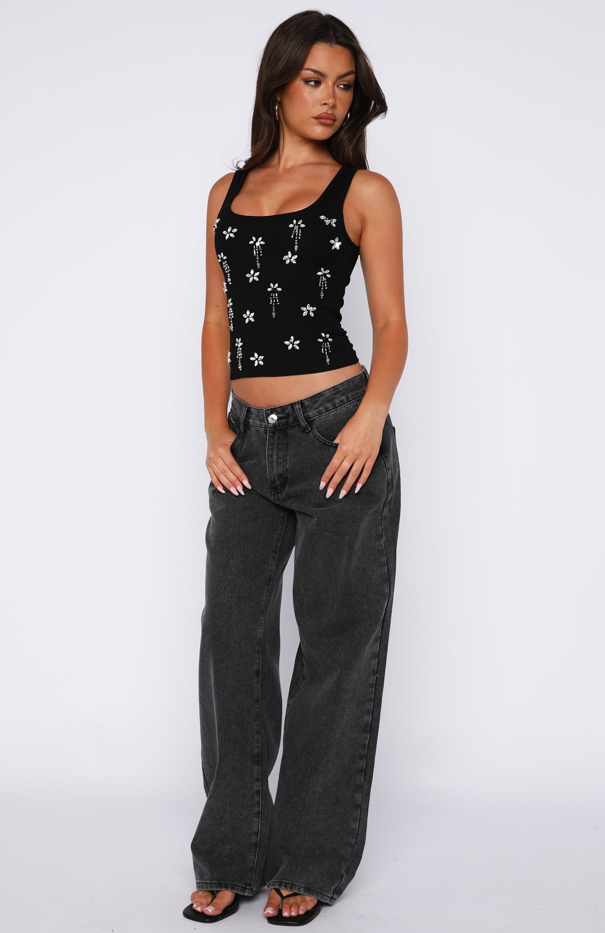 White Fox Sinful Embrace Rib Tank Black