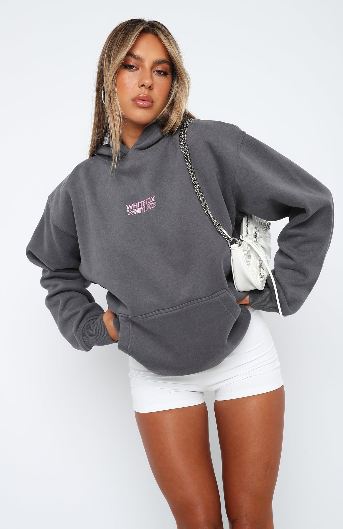 White Fox In Transit Oversized Hoodie Volcanic