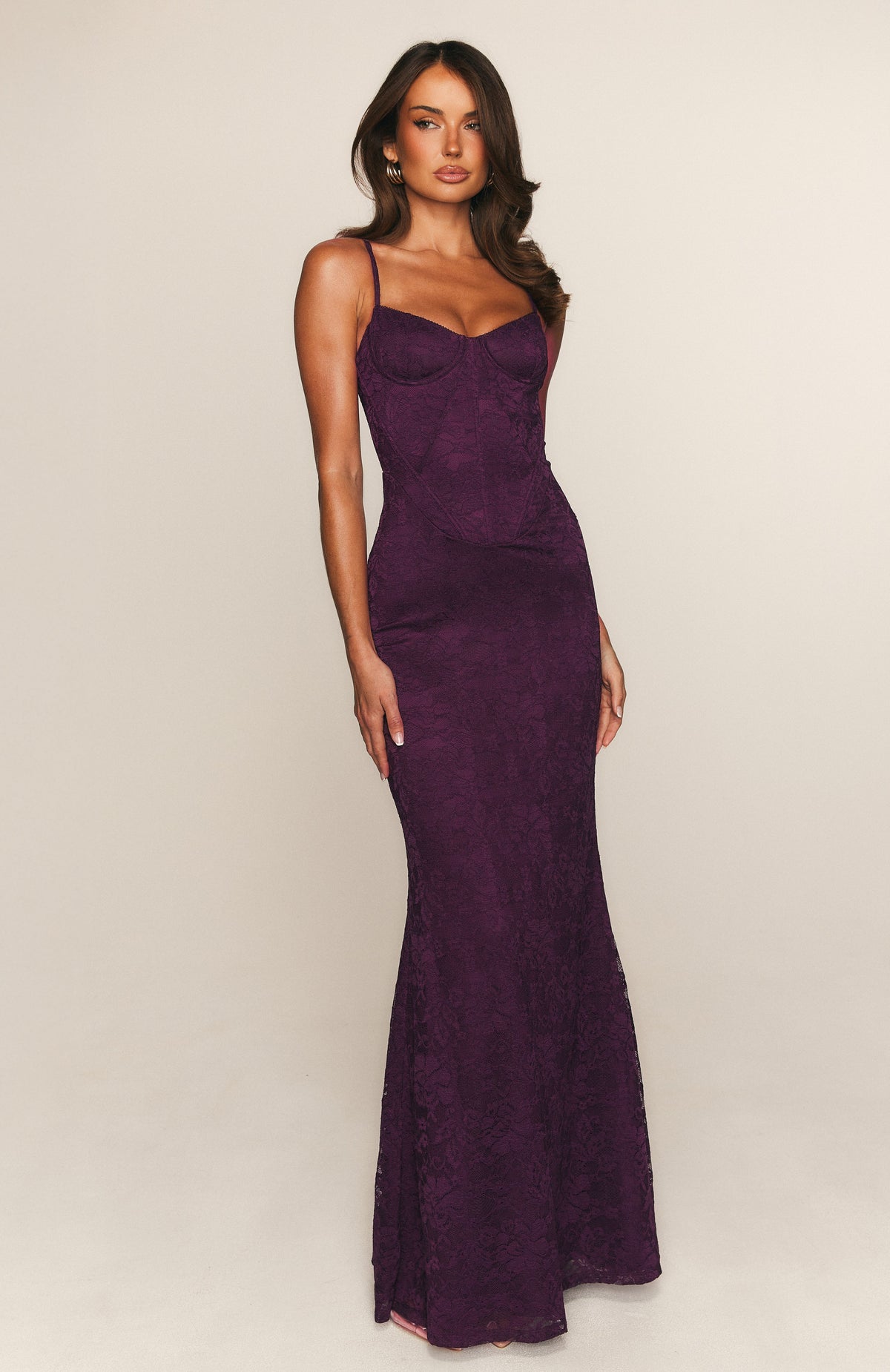 White Fox Blossom Belle Maxi Dress Plum