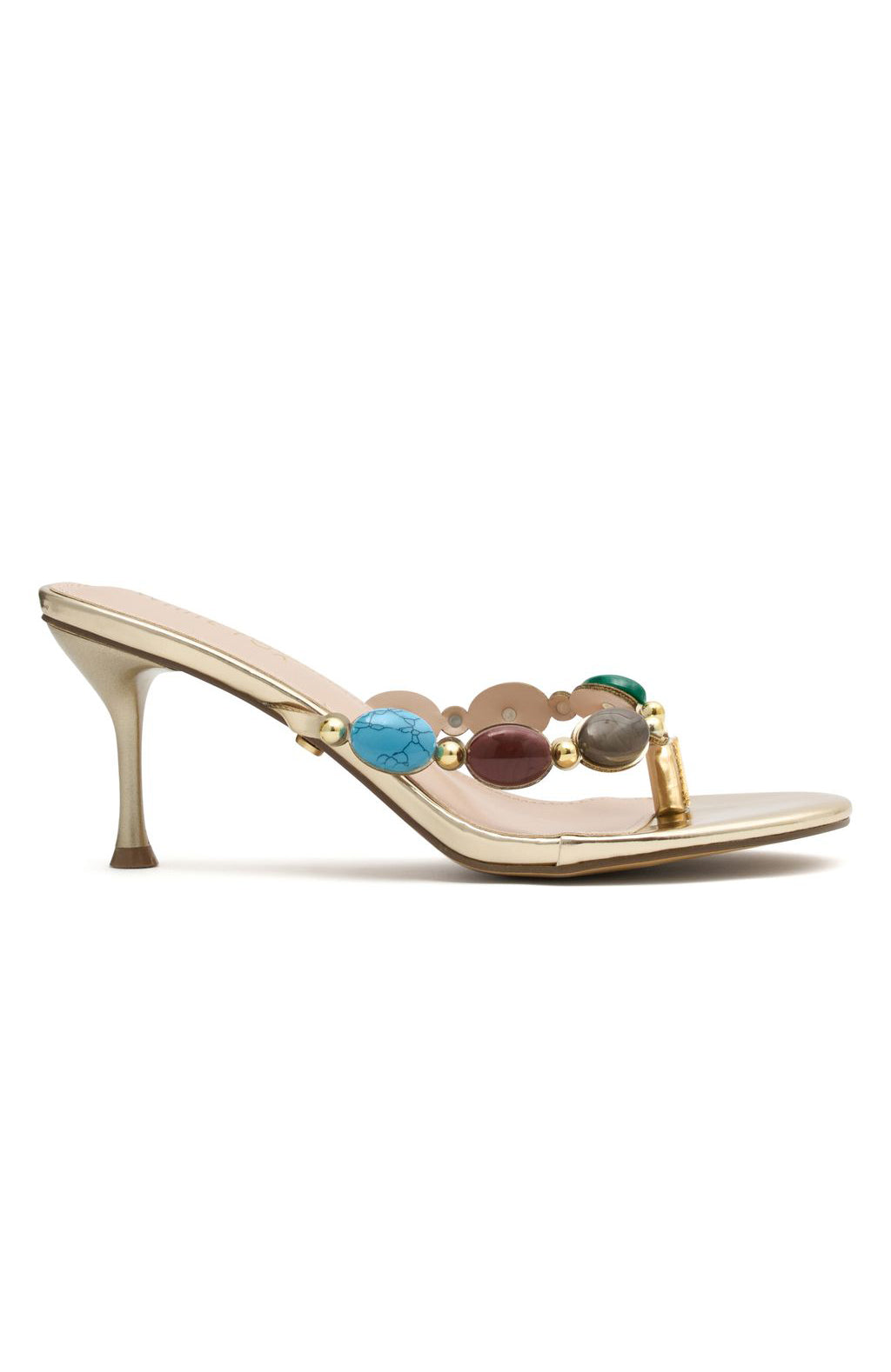 White Fox Nina Beaded Mules Metallic Gold
