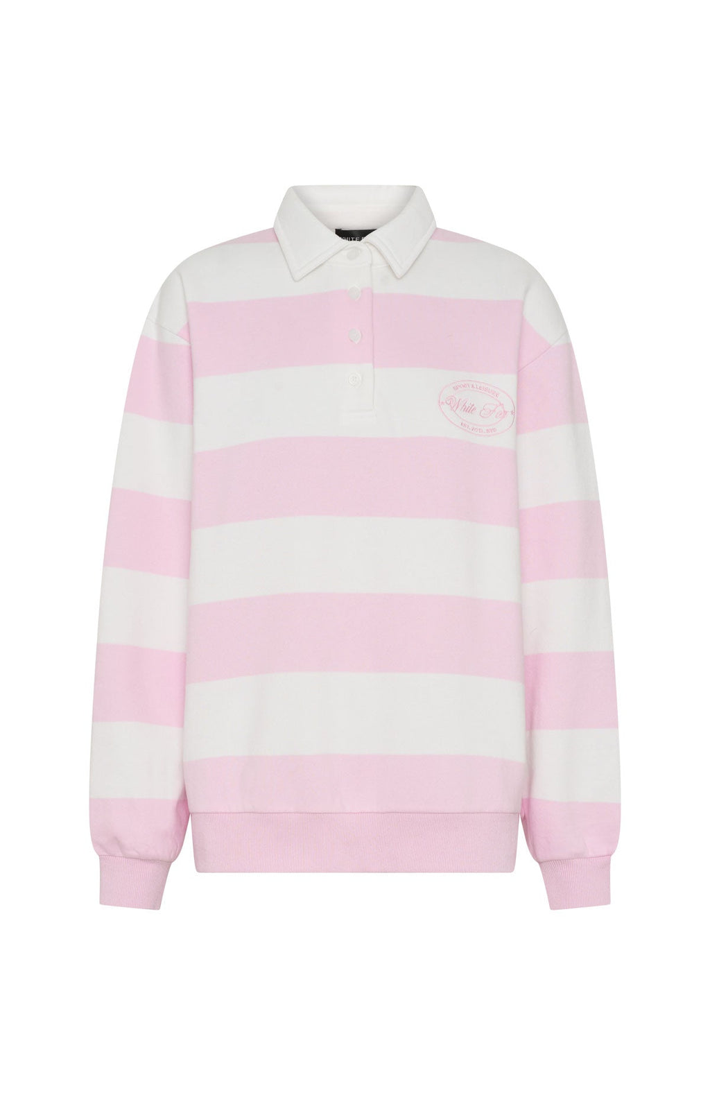 White Fox Moving Fast Oversized Henley Sweater Ballet Pink