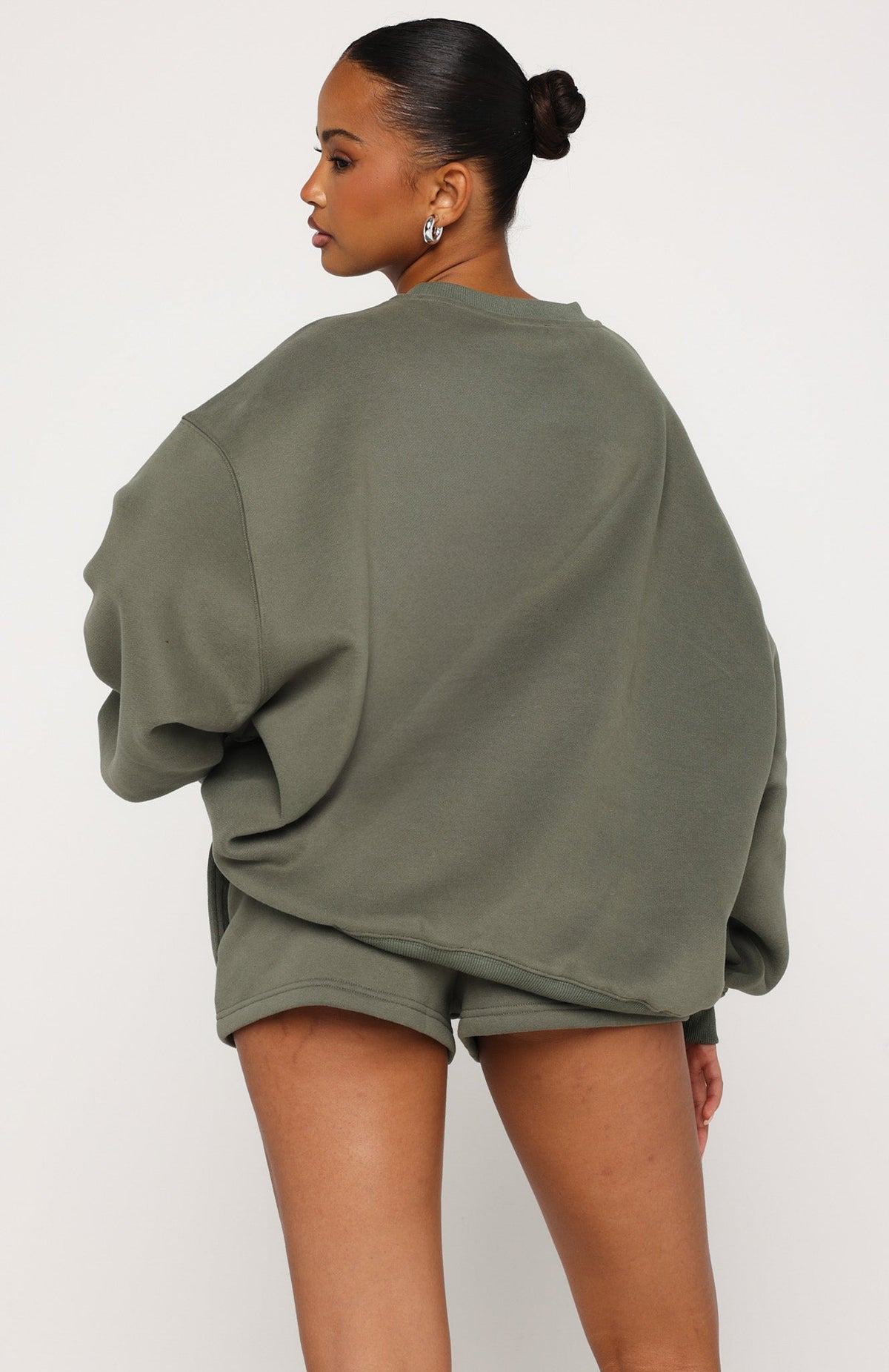 White Fox Test Drive Oversized Sweater Khaki
