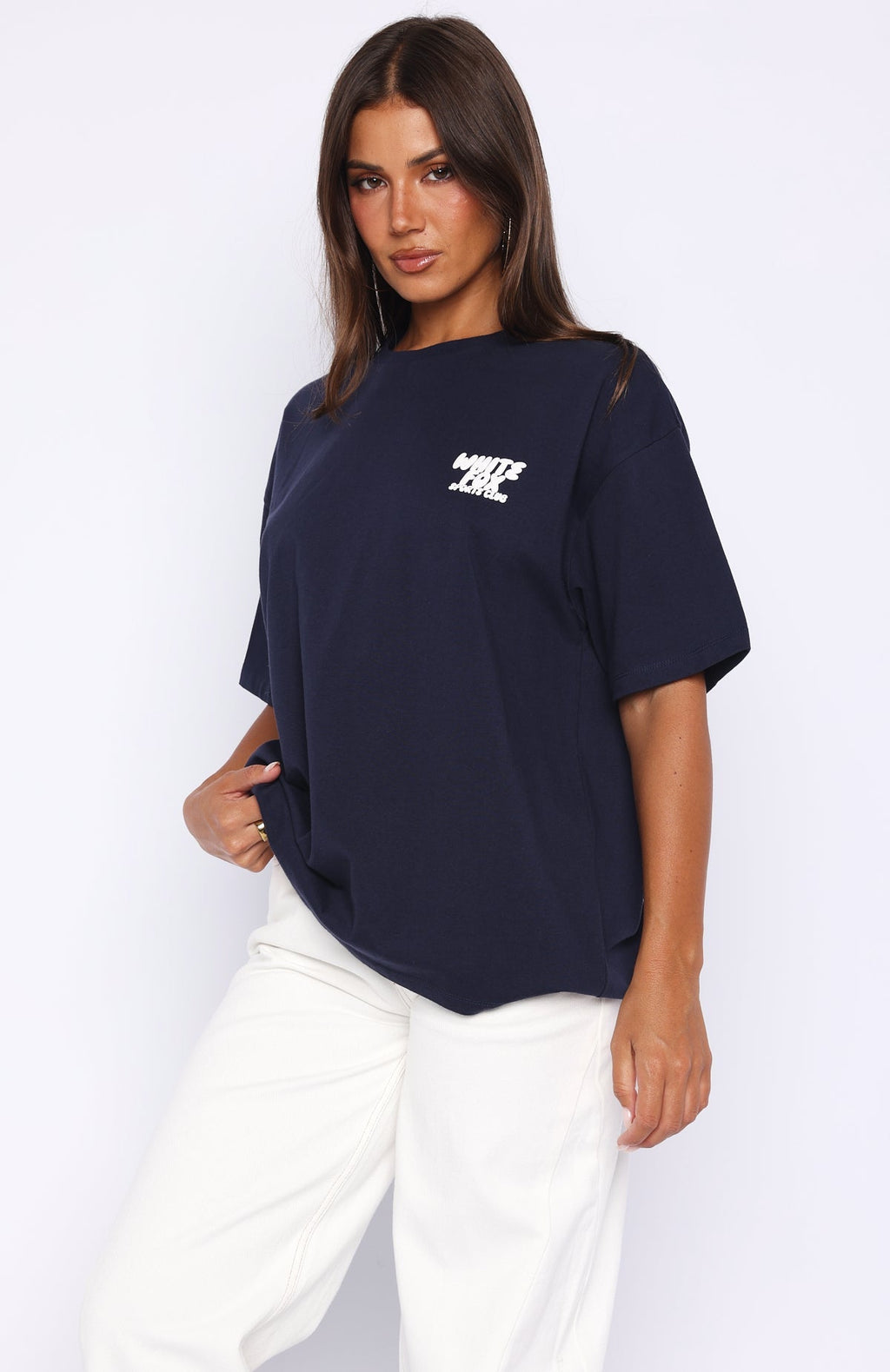 White Fox Club 14 Allie Oversized Tee Navy