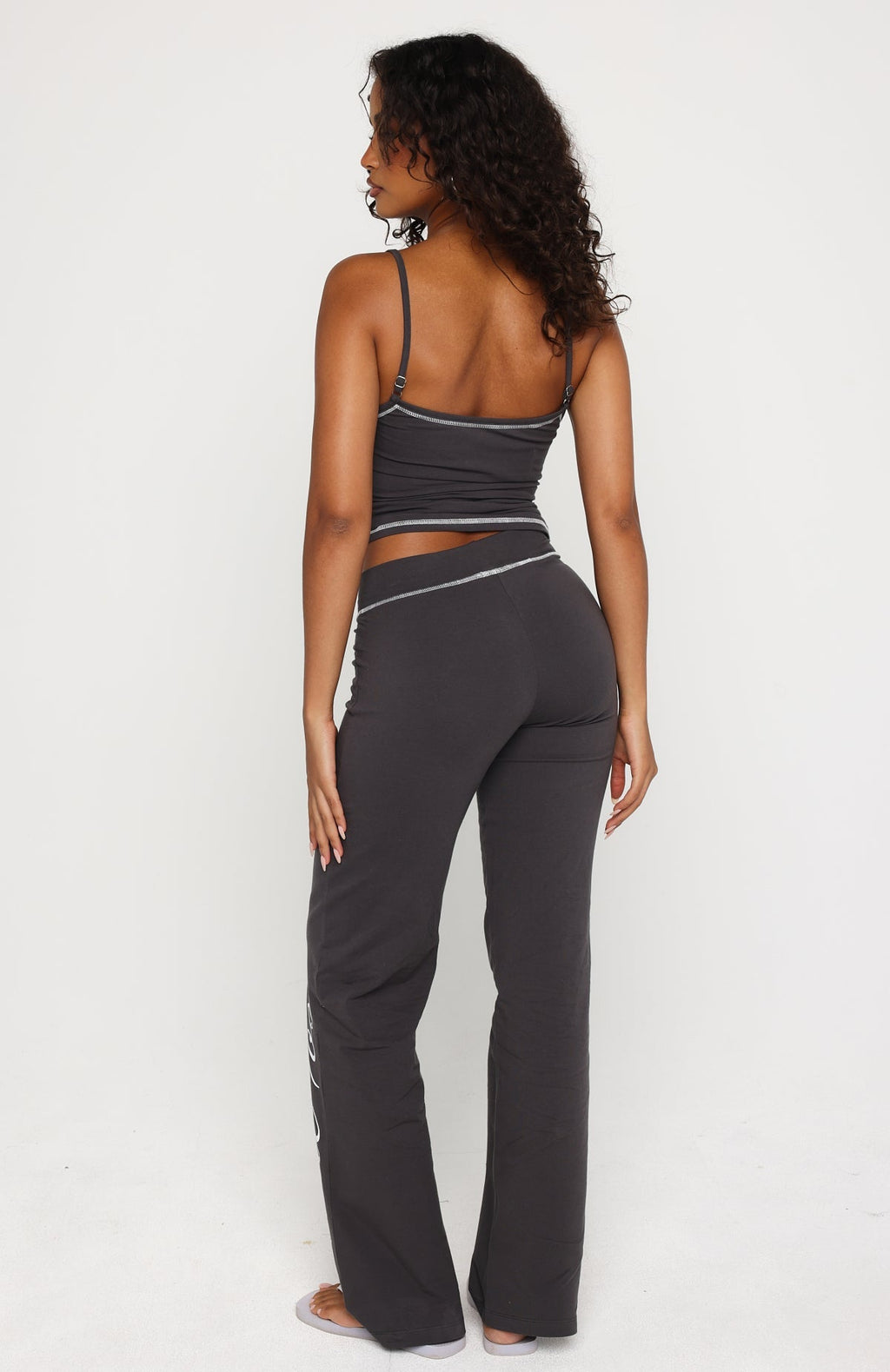 White Fox Sweet Embrace Straight Leg Pants Charcoal