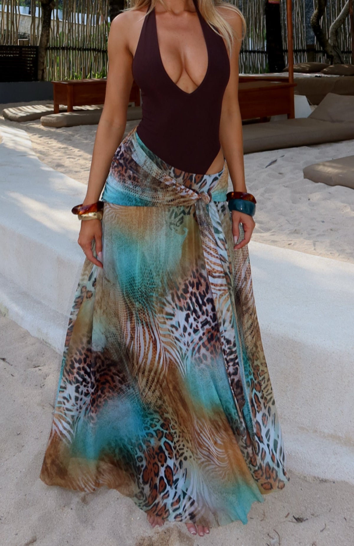 White Fox Suntrace Maxi Dress Saltwater