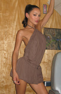 White Fox Happy Girl Halter Neck Mini Dress Mocha