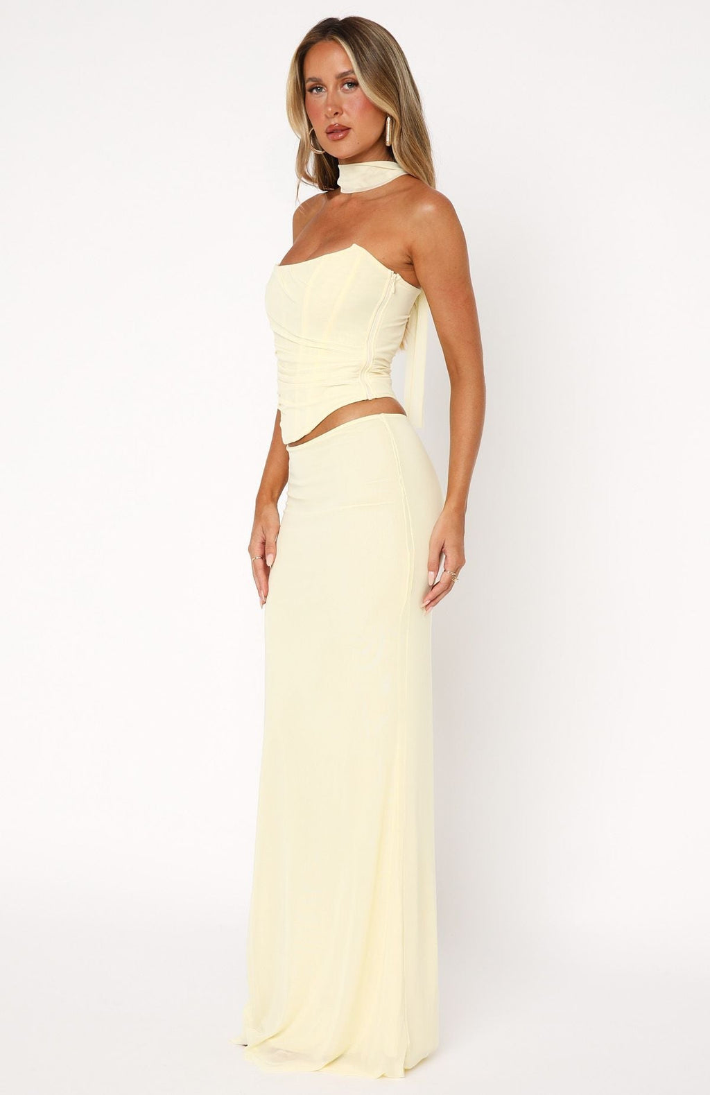 White Fox Loving You Maxi Skirt Lemon