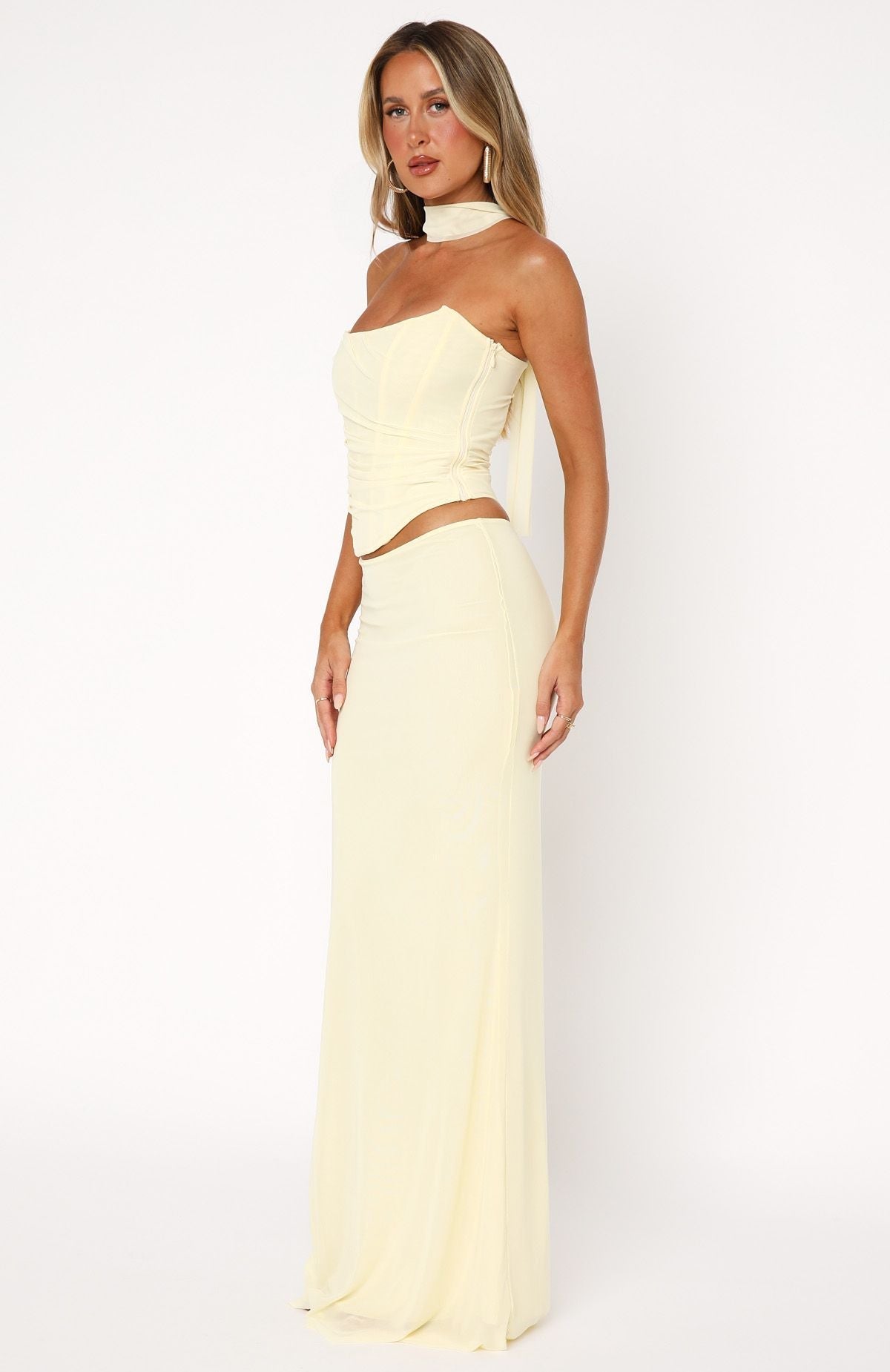 White Fox Loving You Maxi Skirt Lemon
