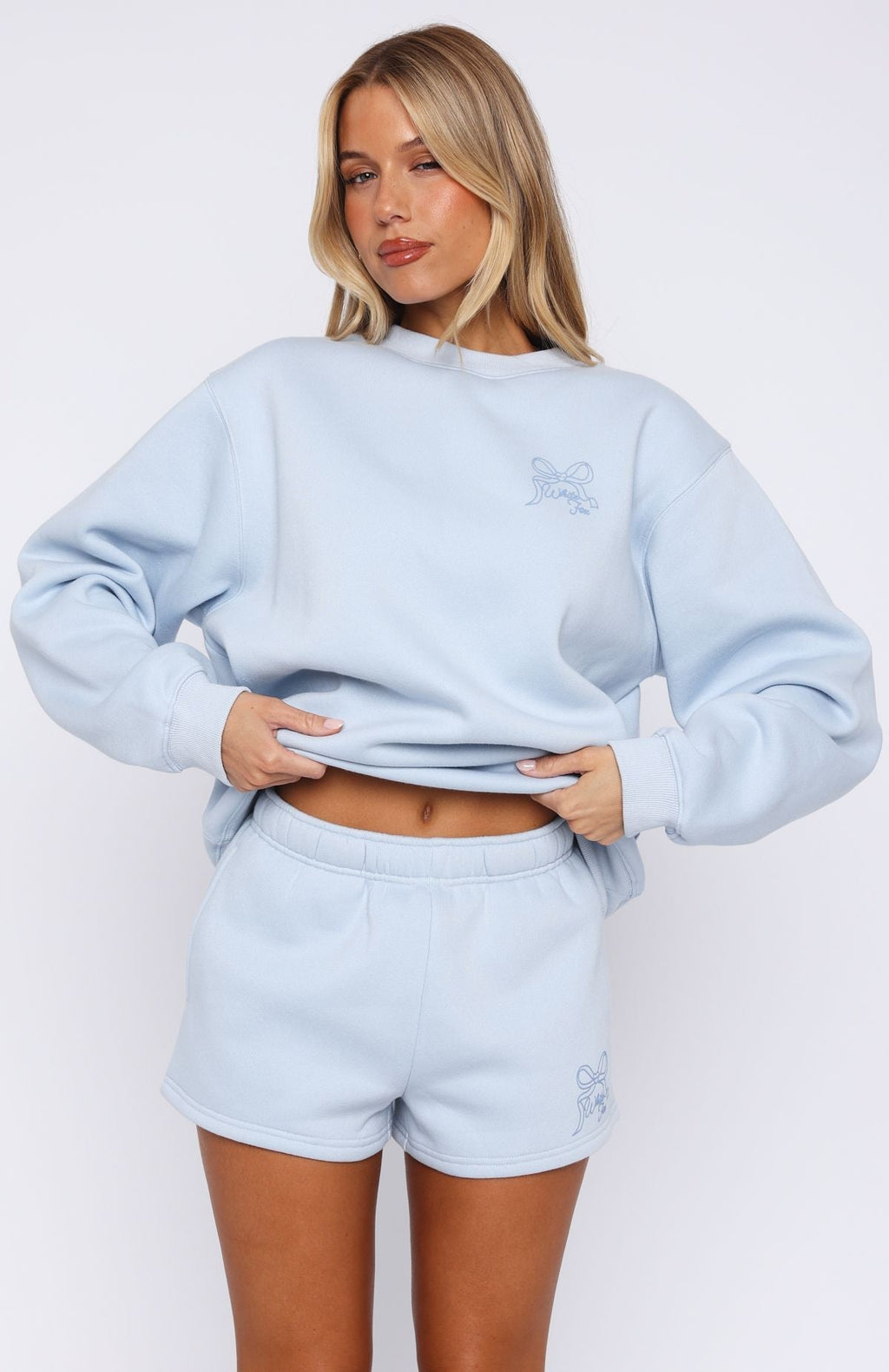 White Fox Love You Forever Lounge Shorts Baby Blue