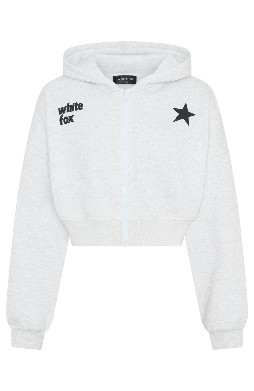 White Fox From The Archives Charli Cropped Zip Front Hoodie Grey Marle