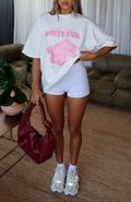 White Fox With Love Bike Shorts Grey Marle