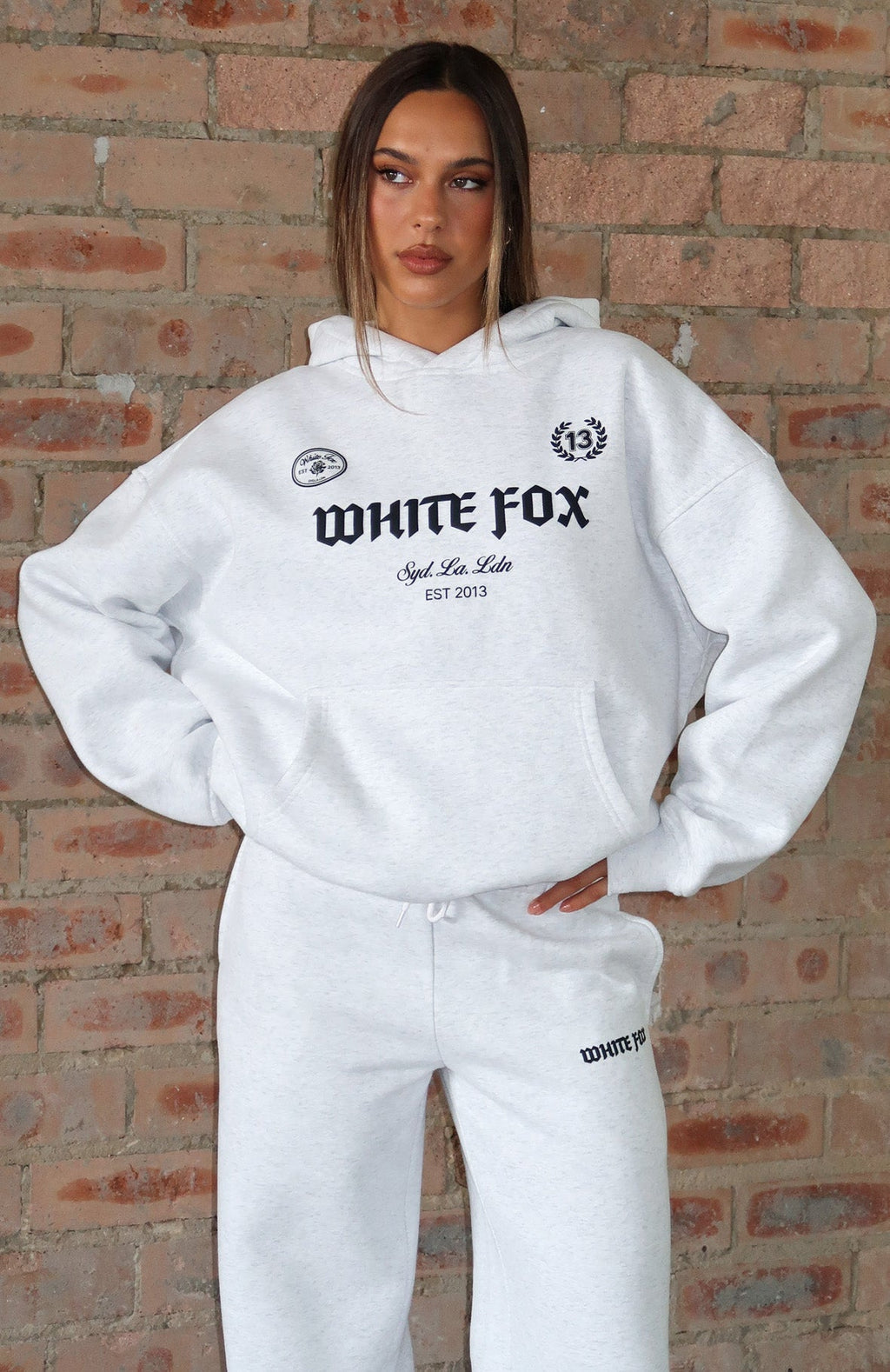 White Fox Vibe Too High Oversized Hoodie Grey Marle