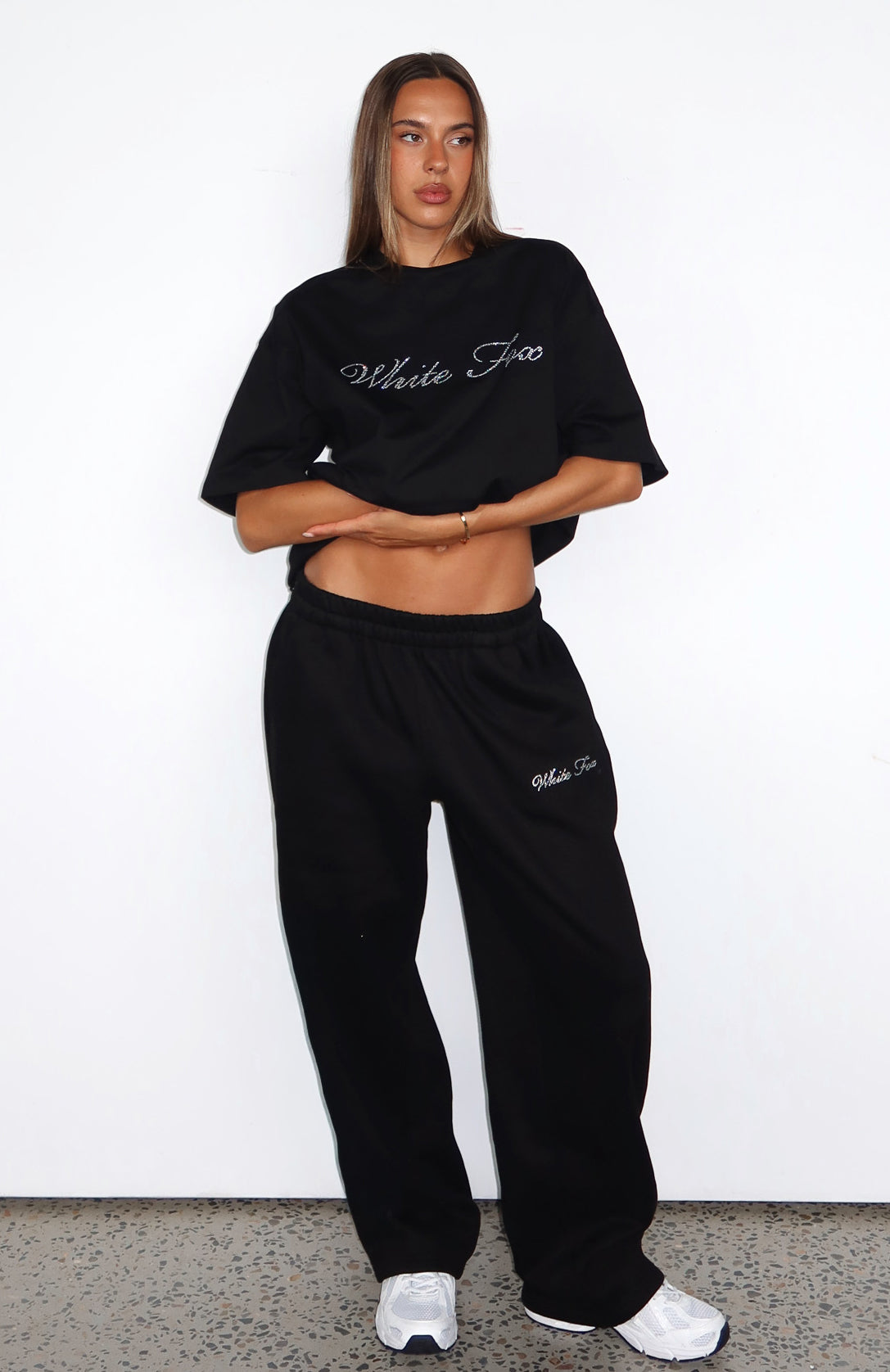 White Fox Make It Or Break It Barrel Leg Sweatpants Black