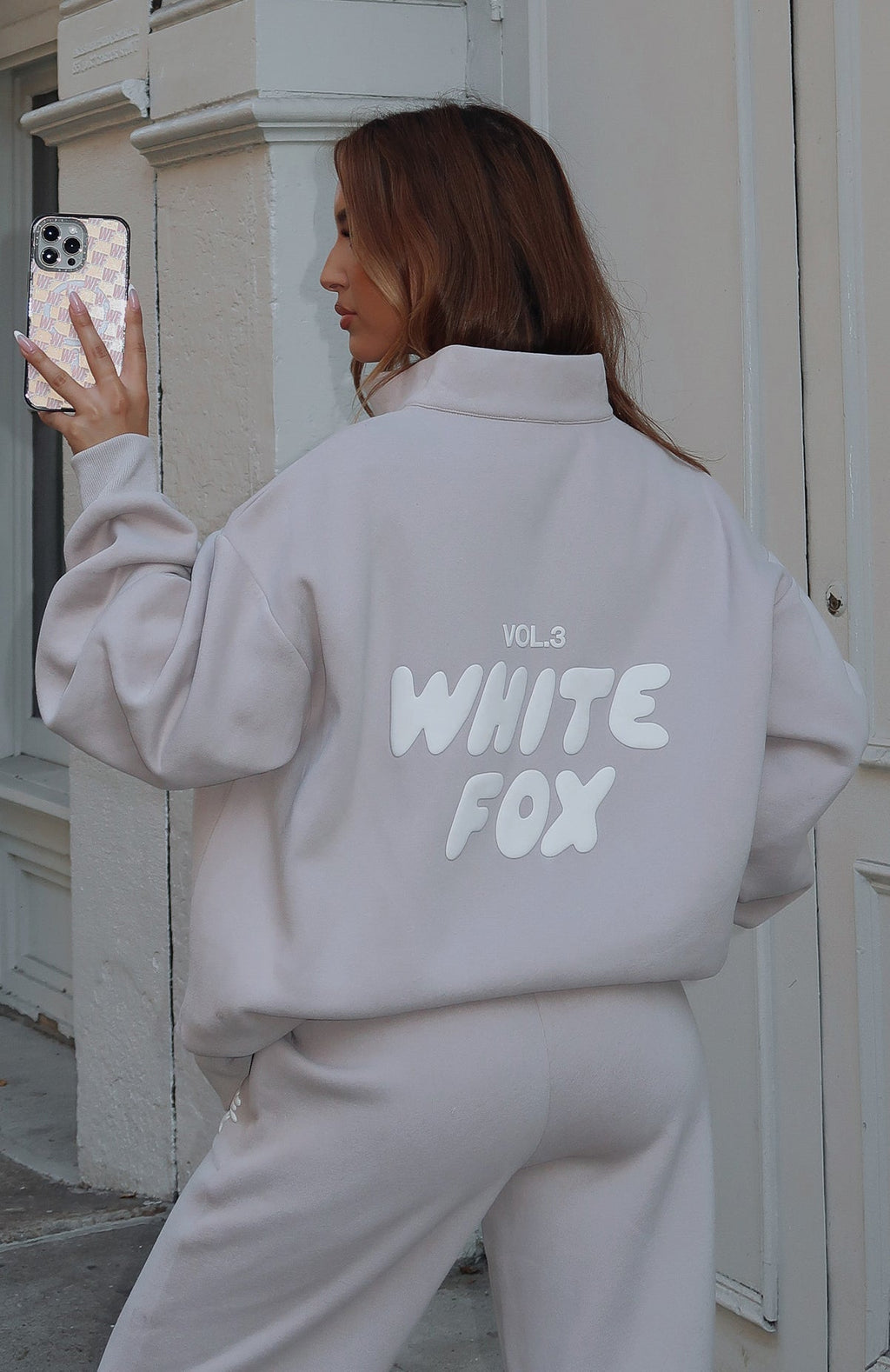 White Fox Offstage Zip Front Sweater Moon