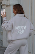White Fox Offstage Zip Front Sweater Moon