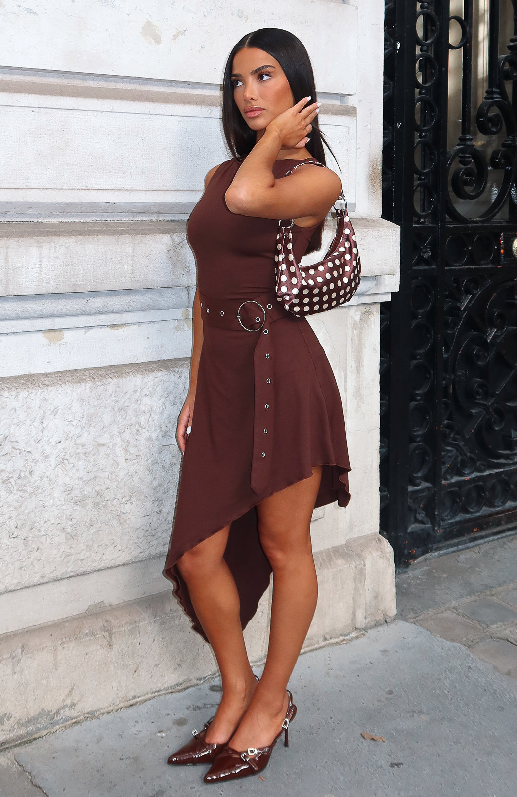 White Fox Worth My Time Midi Dress Chocolate