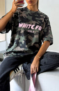 White Fox Offstage Printed Oversized Tee Washed Camo