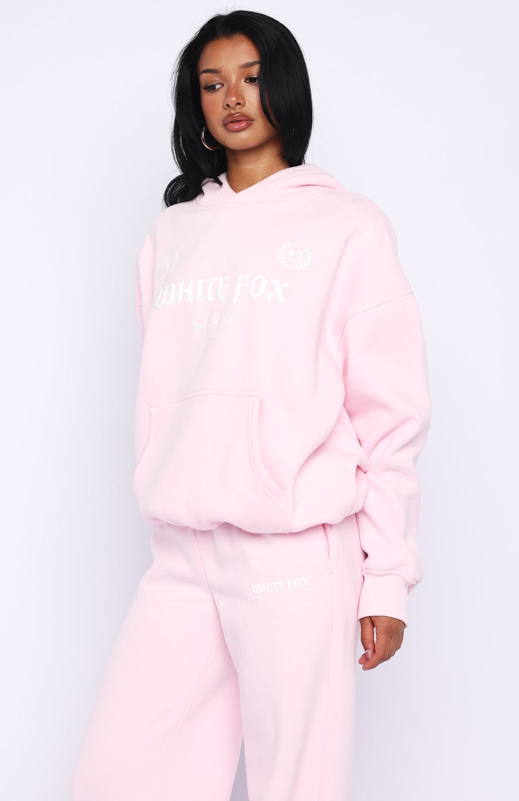 White Fox Vibe Too High Oversized Hoodie Pink