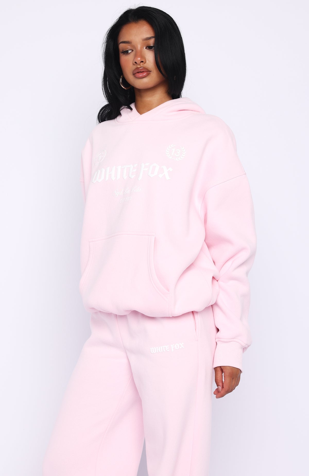 White Fox Vibe Too High Oversized Hoodie Pink