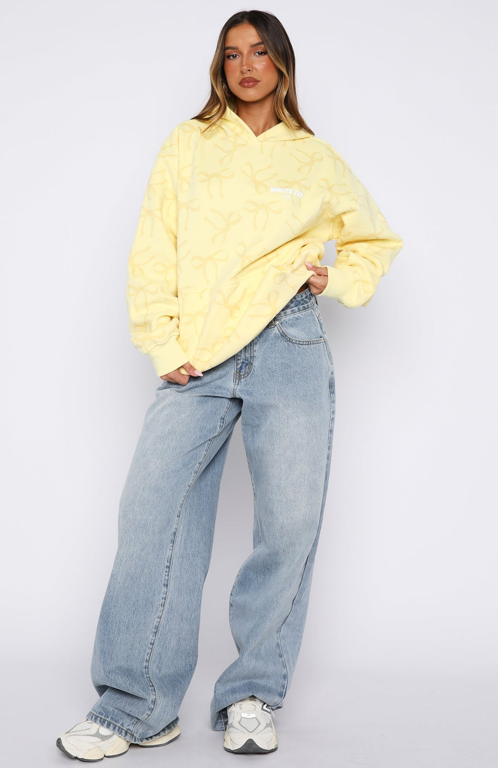 White Fox Vol. 1 Oversized Printed Hoodie Lemon Bow