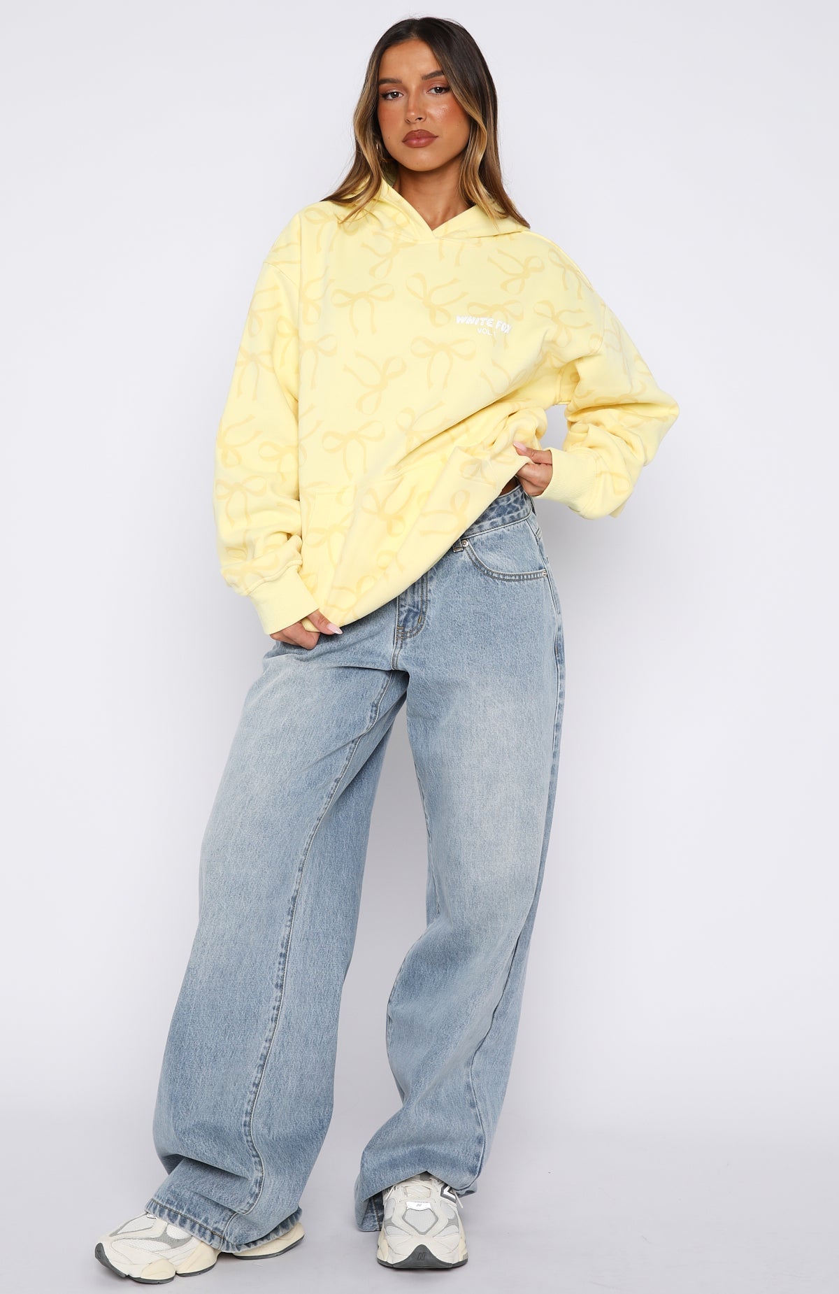 White Fox Vol. 1 Oversized Printed Hoodie Lemon Bow