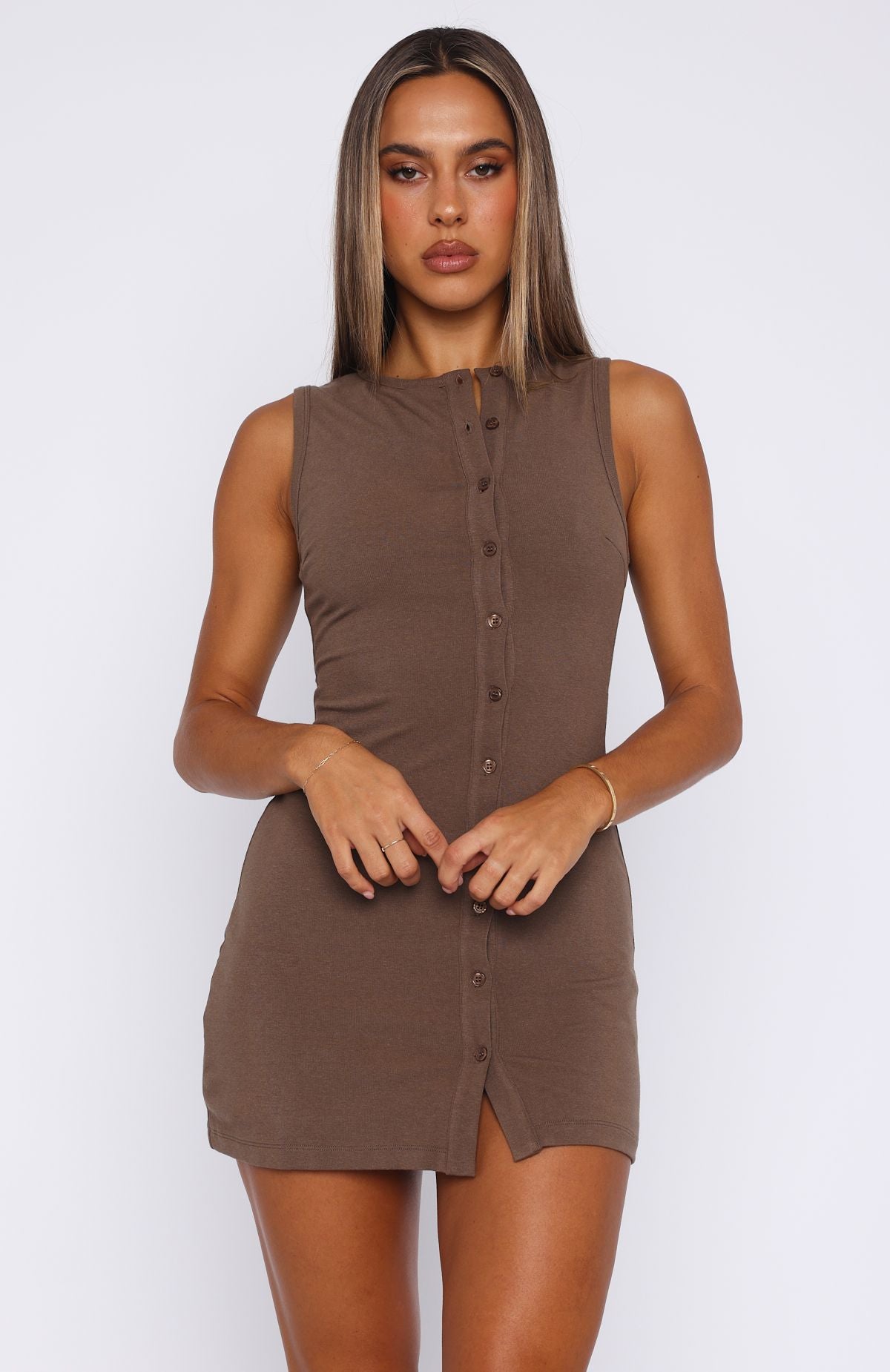 White Fox Things For You Mini Dress Mocha