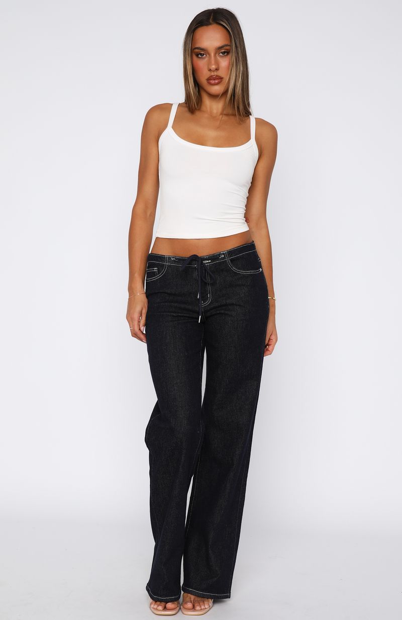 White Fox Skylar Low Rise Straight Leg Jeans Dark Indigo